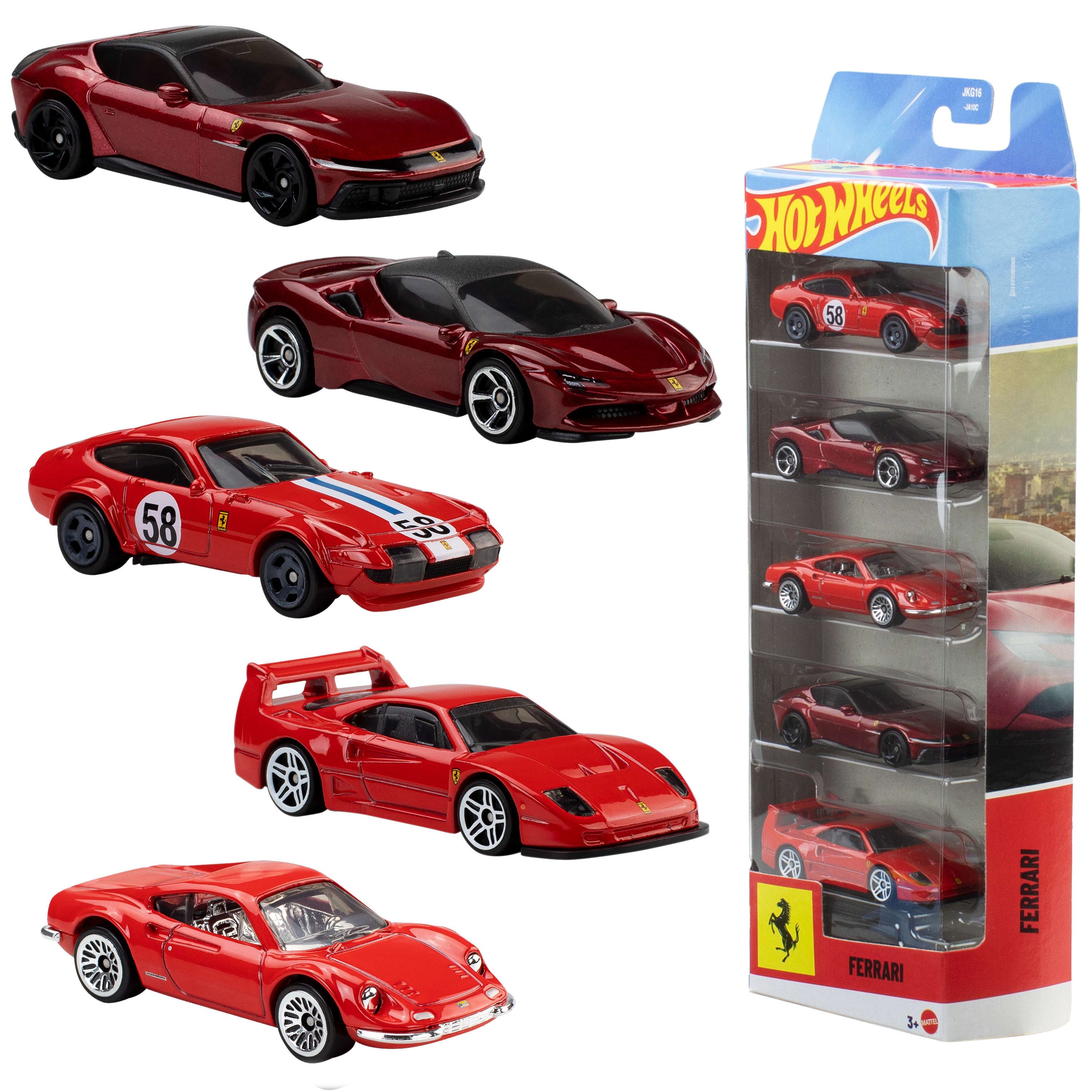 Hot Wheels Spielzeug-Auto Ferrari 5er-Pack