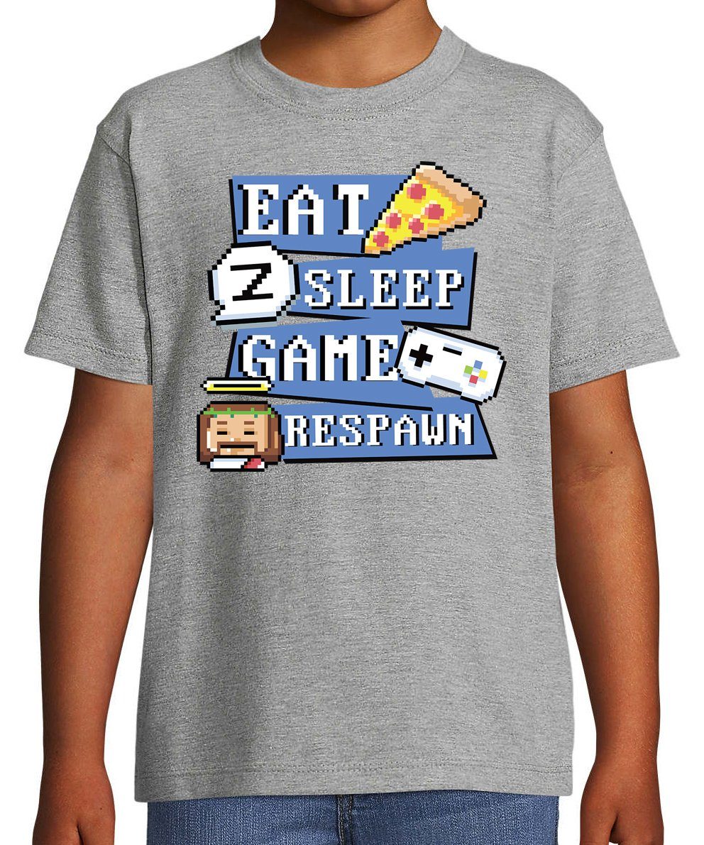 Youth Designz Frontprint Kinder "Eat, Shirt mit Sleep, Game, Respawn" Grau T-Shirt trendigem