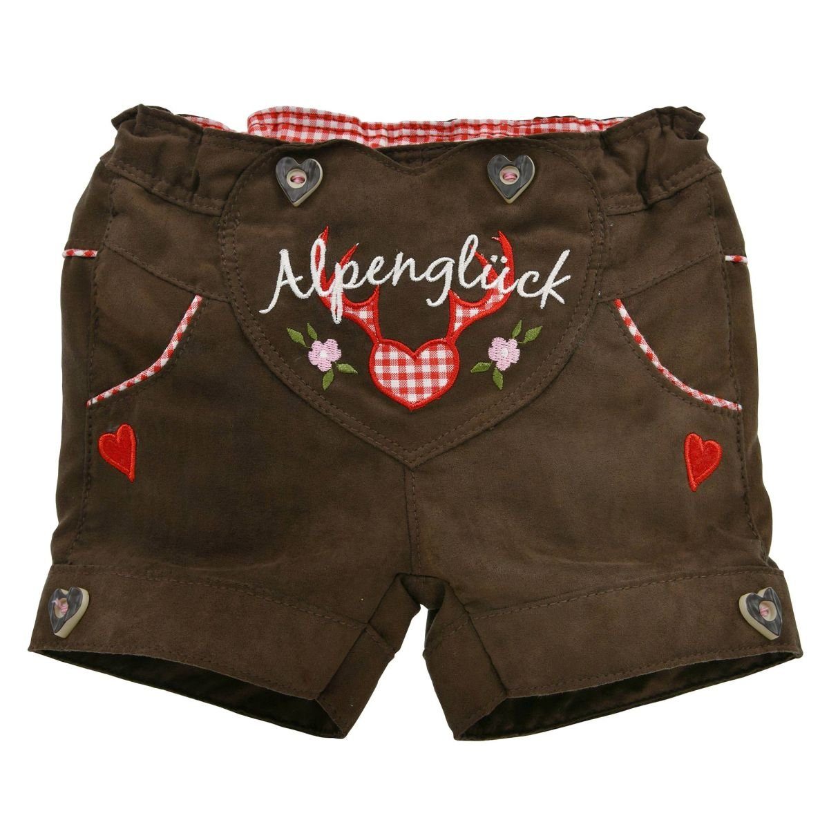 BONDI Shorts Mädchen Shorts Hose "Alpenglück" 86277 - Braun Rot, Baby Kindermode Kurze Hose | Shorts