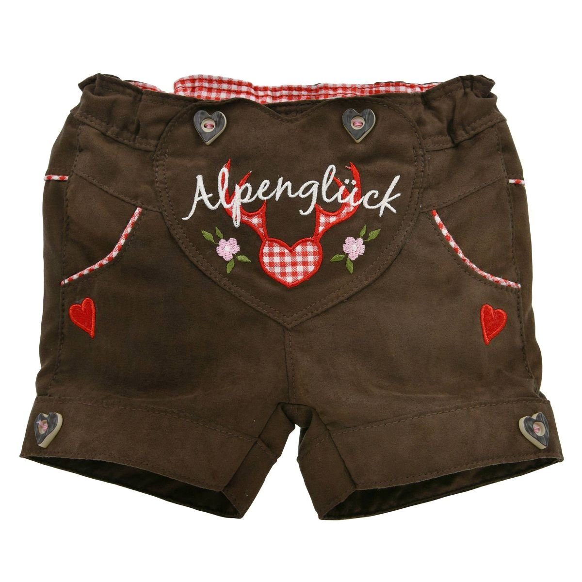 BONDI 3/4-Hose Mädchen Shorts Hose "Alpenglück" 86277 - Braun Rot, Baby Kurze Hose