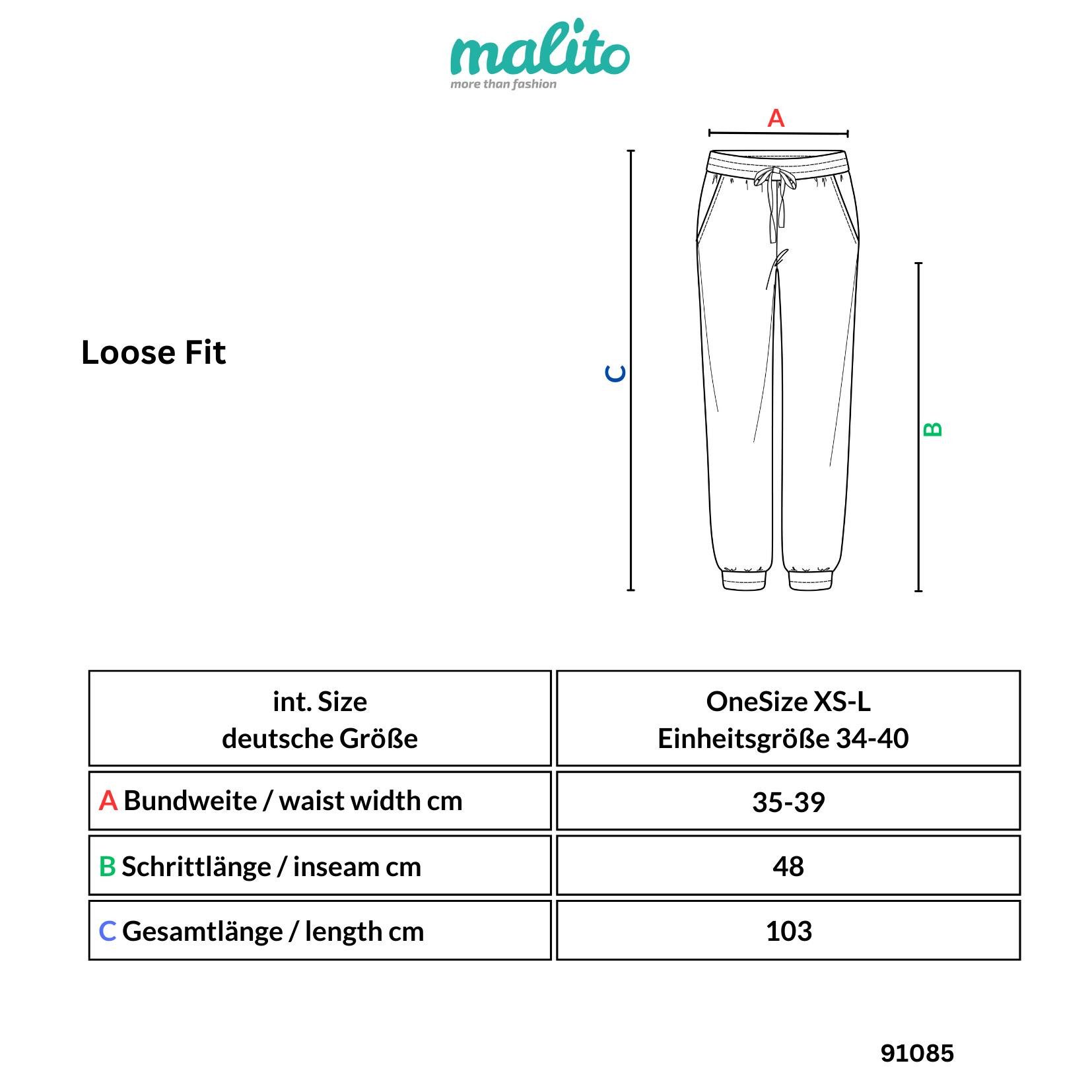 malito more than fashion Haremshose malito Damen Haremshose mit tiefem Schnitt, Hose mit Flower Print, mit vertieftem Schritt Einheitsgröße