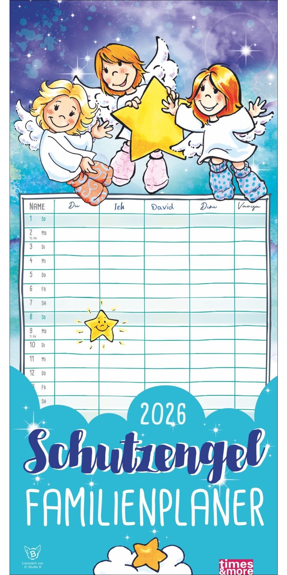 Athesia Kalenderverlag Wandkalender times&more Schutzengel Familienplaner 2026