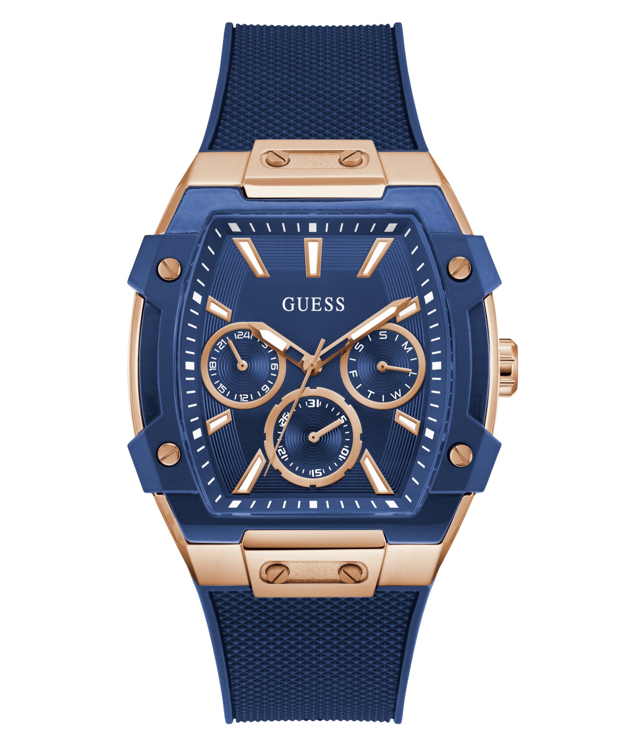 Guess Multifunktionsuhr PHOENIX GW0956G4, Quarzuhr, Armbanduhr, Herrenuhr, Silikonarmband, Datum