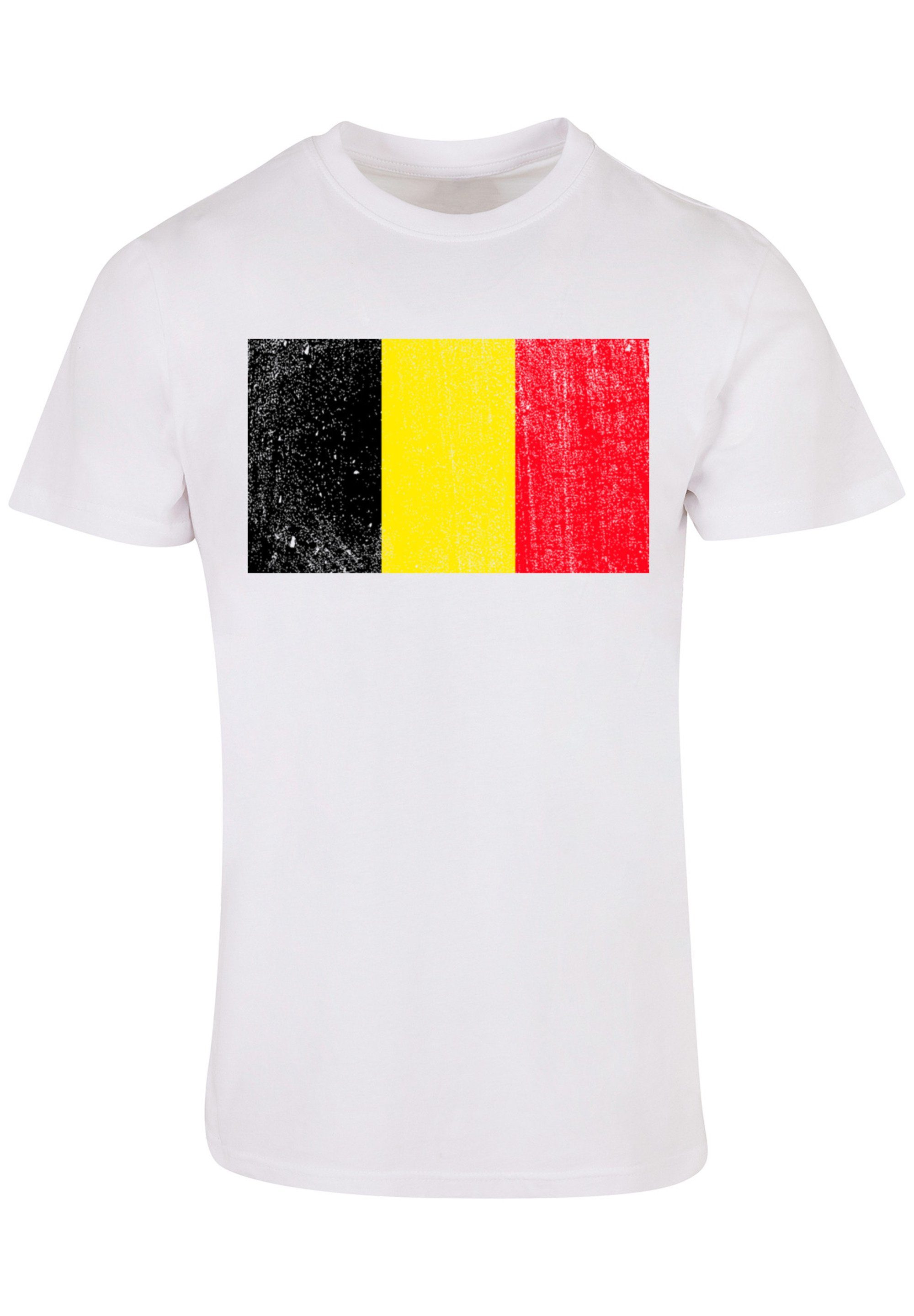 T-Shirt weiß F4NT4STIC Print Belgien Flagge Belgium