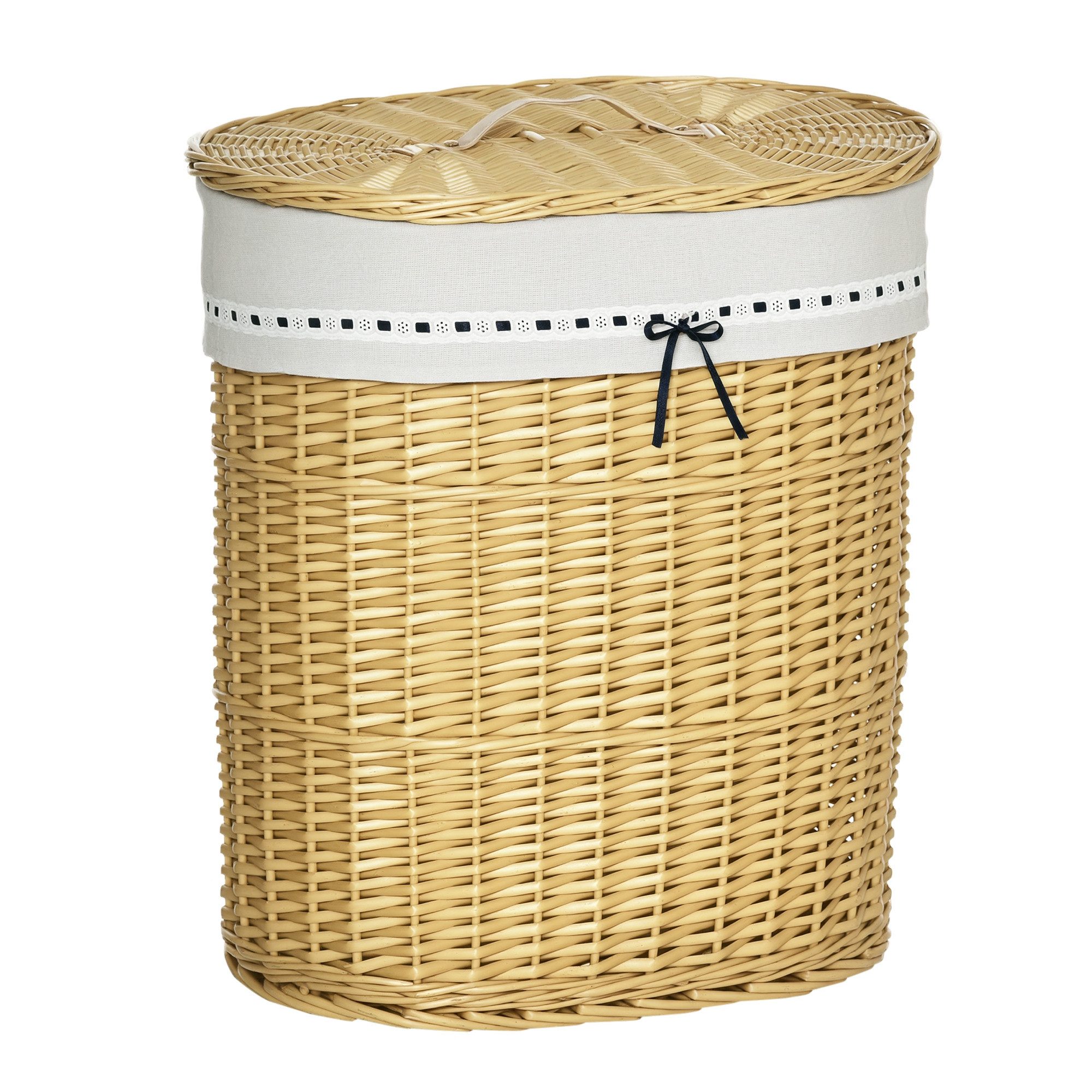 HOMCOM Wäschekorb Wäschesammler mit Deckel, mit Griff, Laundry Baskets (Wäschesammler, 1 St., Wäschebox), aus Weide, Natur 100L 51 x 38 x 57 cm
