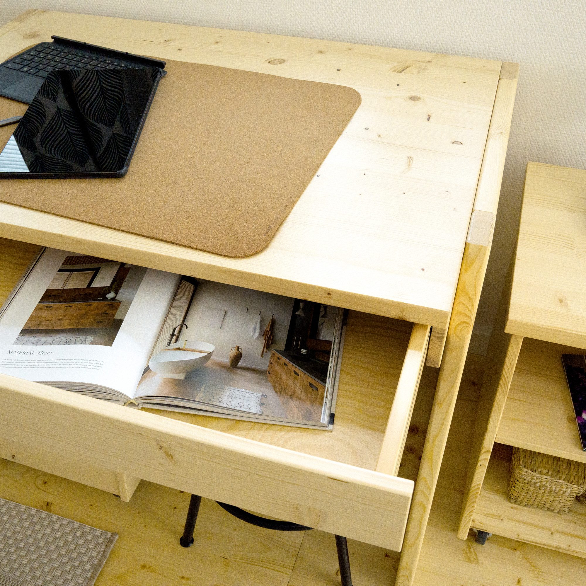 WOMONY Kinderschreibtisch Schreibtisch für Kinder mit Schublade, 100 x 65 x 75 cm