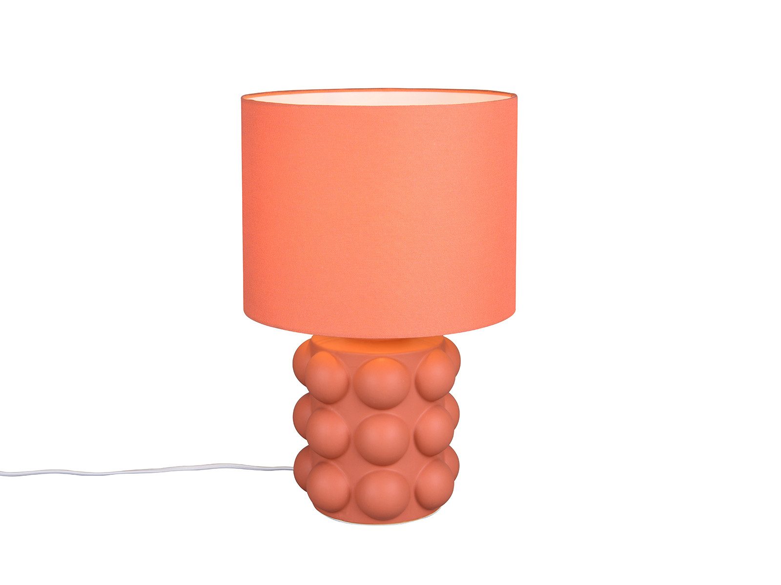 Reality Leuchten LED Nachttischlampe mit Lampenfuß Keramik, Höhe 47cm, Dimmfunktion, LED wechselbar, Warmweiß, Große Retro Tischlampe mit Stoff Lampenschirm, inkl. Leuchtmittel