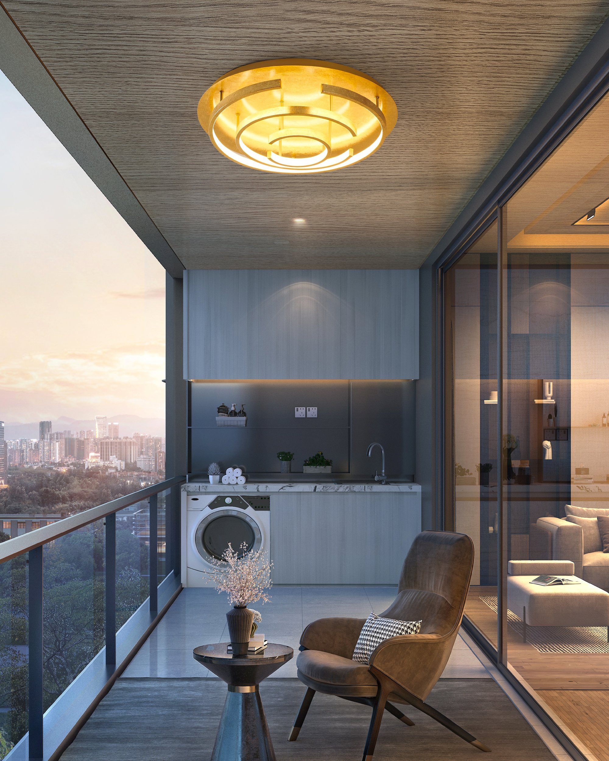 EGLO LED Deckenleuchte Pozondon, Leuchtmittel inklusive, LED-Deckenleuchte Gold Ø52cm 3100lm