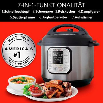 Instant Pot Multikocher Joghurtbereiter, Dampfgarer und Sterilisator in 1, 13 Kochprogramme, 1200,00 W, 7,06 l Schüssel, mit personalisierten Kocherlebnissen,Flexibilität für große Mengen