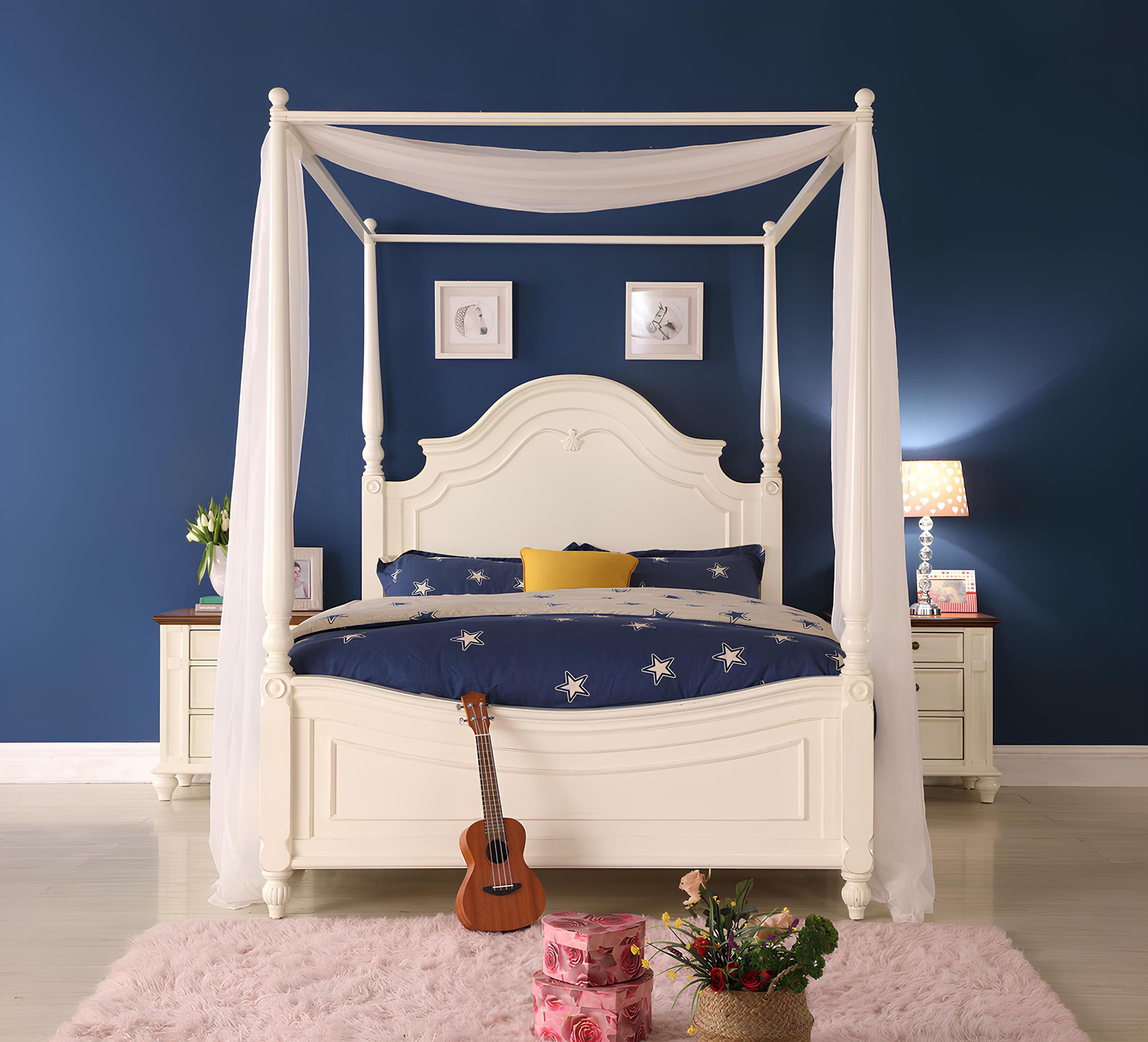 Xlmoebel Himmelbett Elegantes Echtholz-Bett mit hochwertigem Design (Himmelbett), Hergestellt in Europa