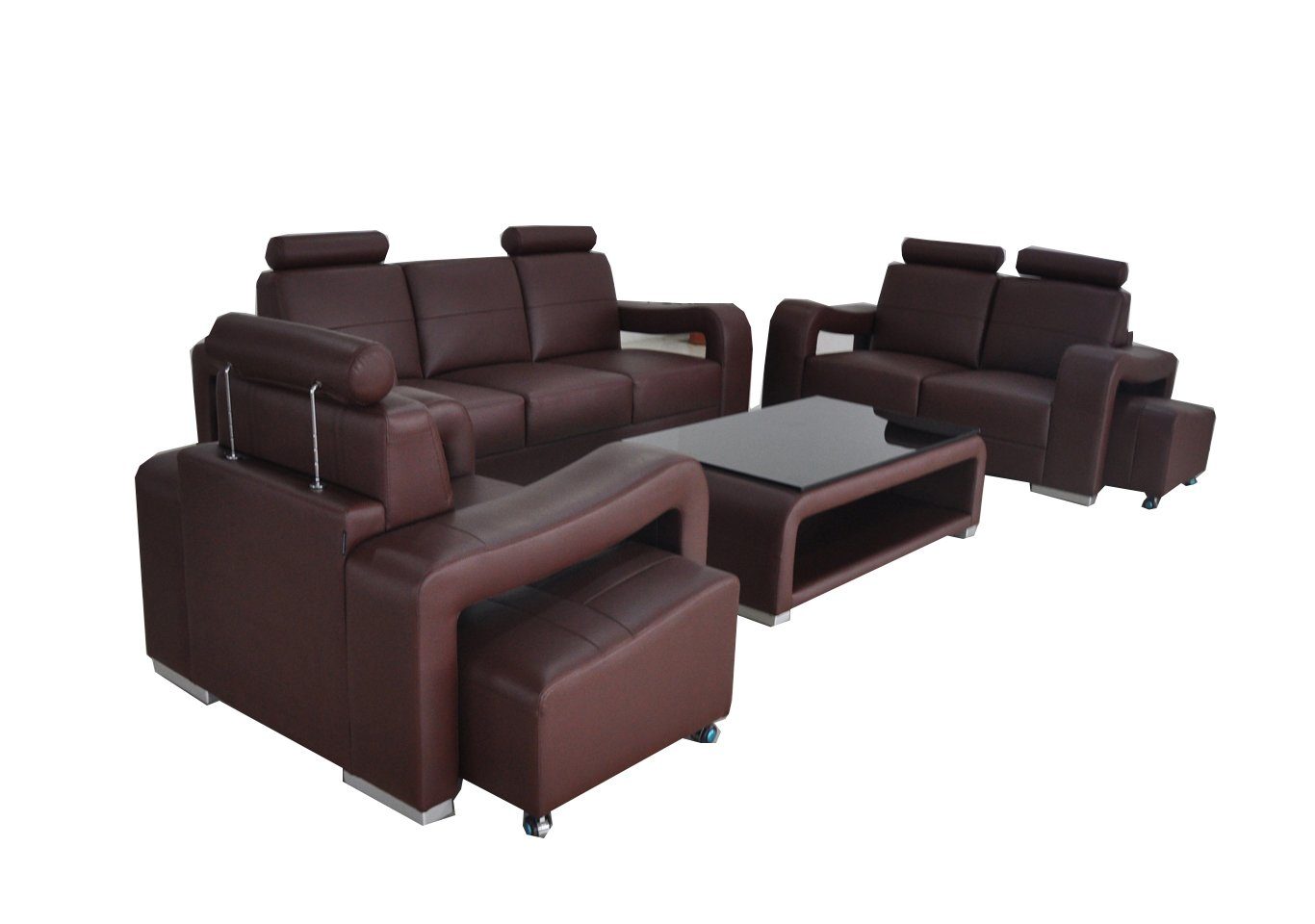 Sofa Made Sofa Leder 3+2+1 Europe in Polster JVmoebel Braune moderne Couchen, Couch Garnitur