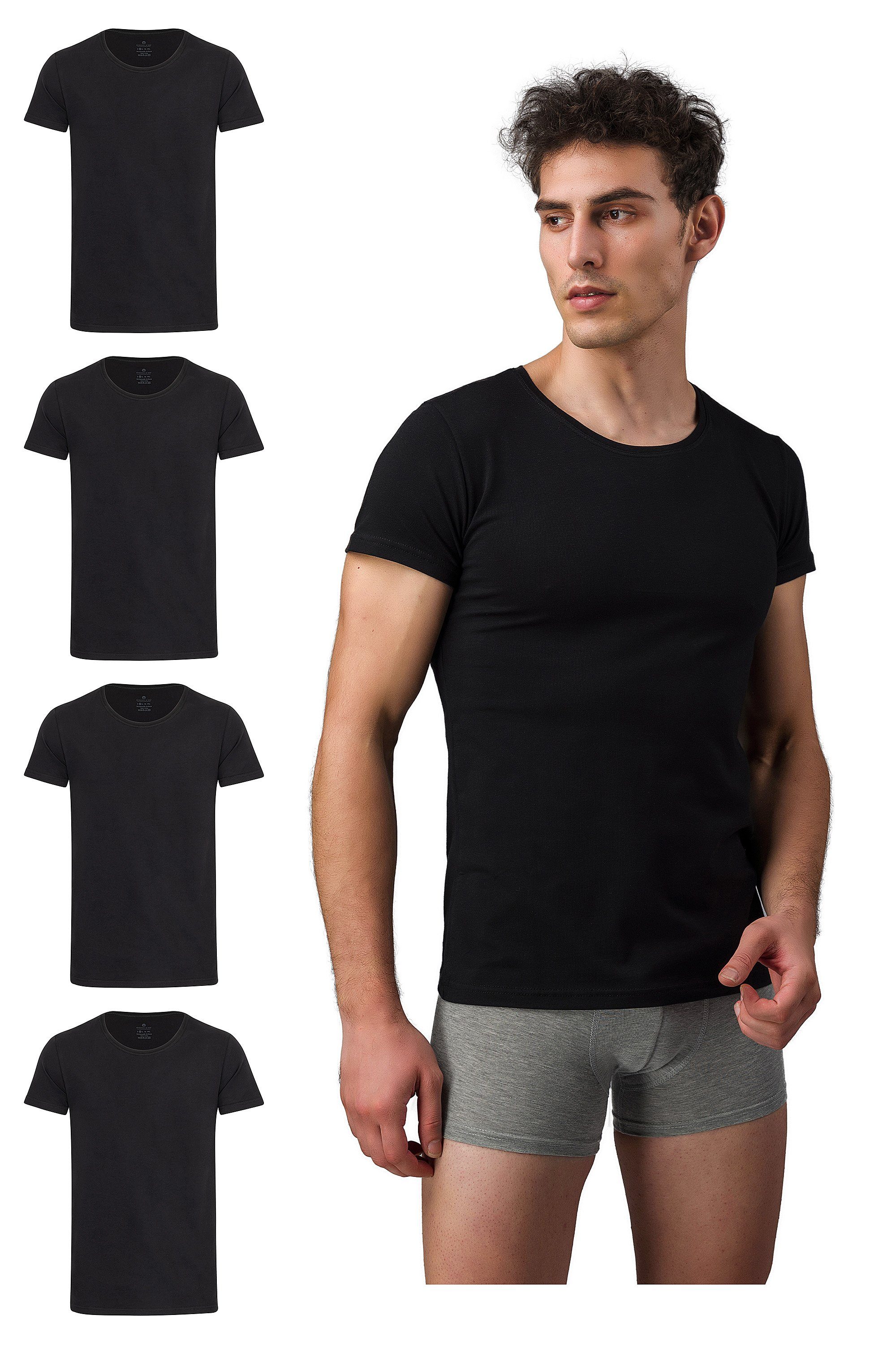 Burnell Son Unterhemd T Shirt Business Mit Kurzarm Und Rundhals Fur Herren Aus Baumwolle 4 Stuck Feinripp Extra Lang Online Kaufen Otto