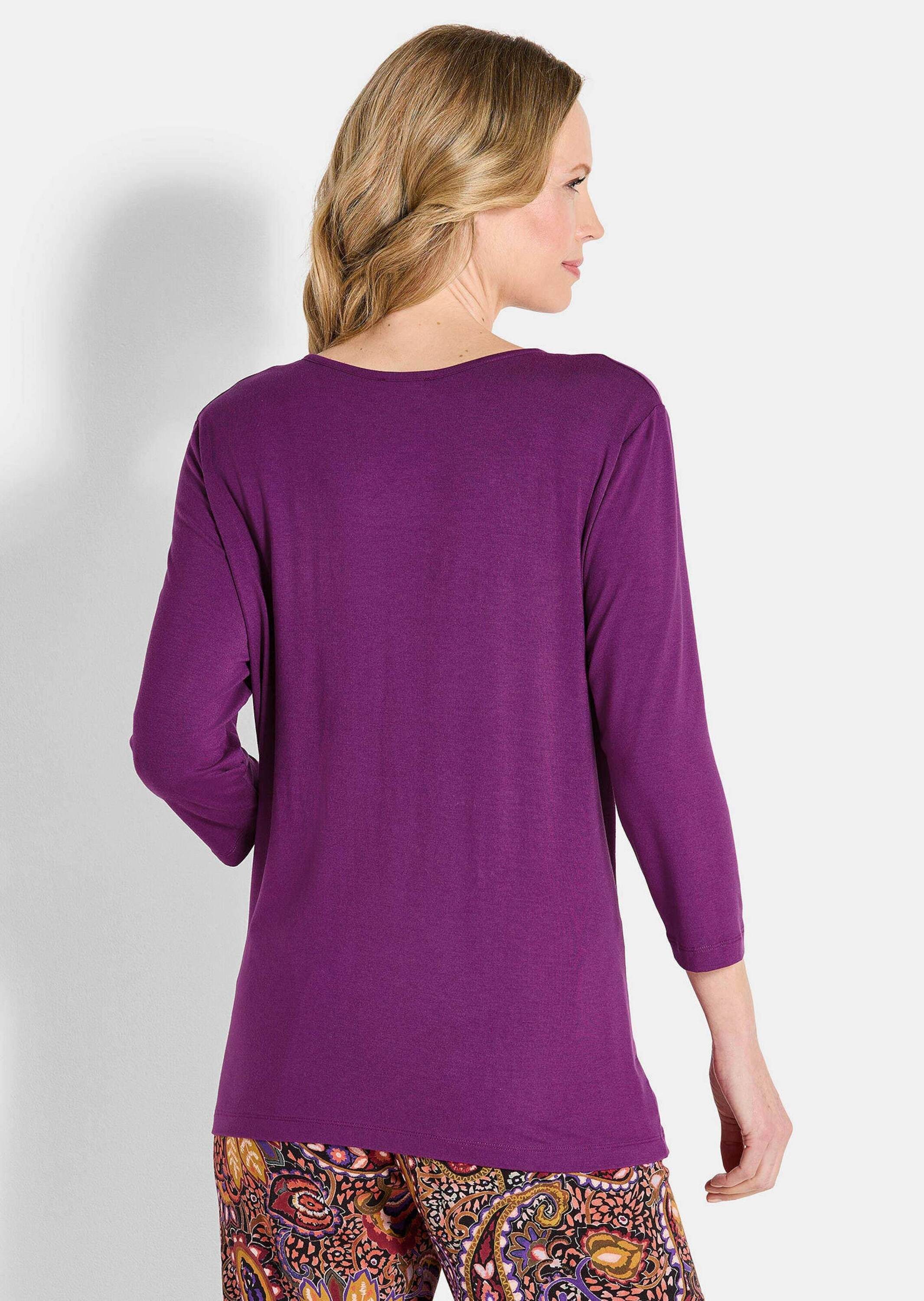 GOLDNER Longshirt Halbarm Viskose-Oberteil, Rundhals Lockeres Longsleeve, 3 günstig online kaufen