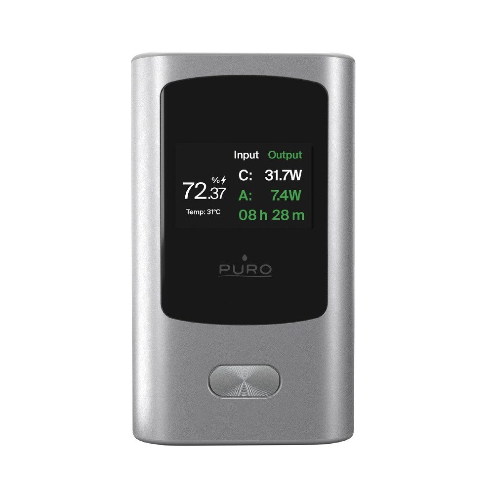 Puro Zusatzakku Reiseakku Schnelllader Powerbank Power Tank PD 10000 mAh (3.7 V, 1 St), 45 W Power Delivery, LED-Display, 2 Geräte gleichzeitig