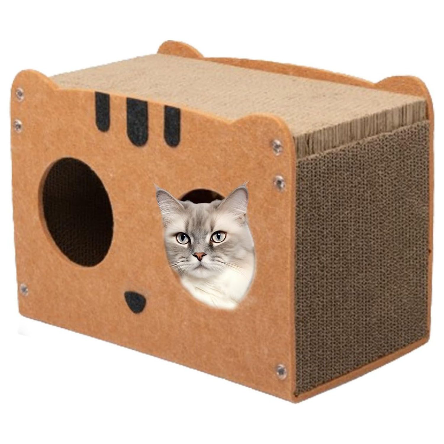 Refined Living Kratzpappe Katzenhöhle mit Kratzbrett und Haarballen Katzenh günstig online kaufen