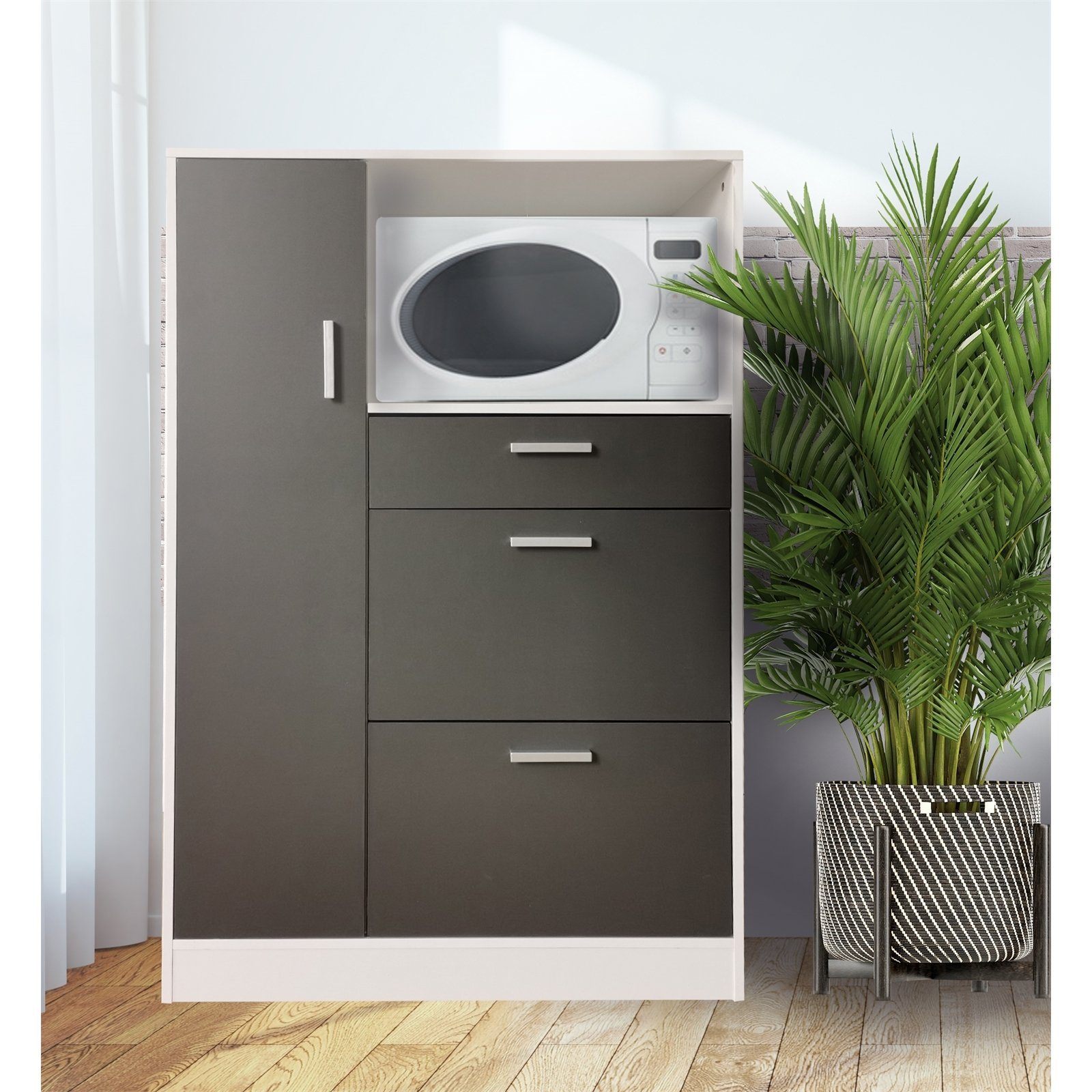 HTI-Living Hochschrank Küchenschrank Weiß-Grau Blanca L günstig online kaufen