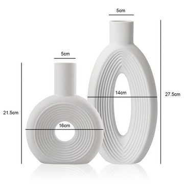 HAMÖWO Tischvase 2-teiliges Set Keramik Vase Donut-Vase Oval Form Für Home Office Dekor