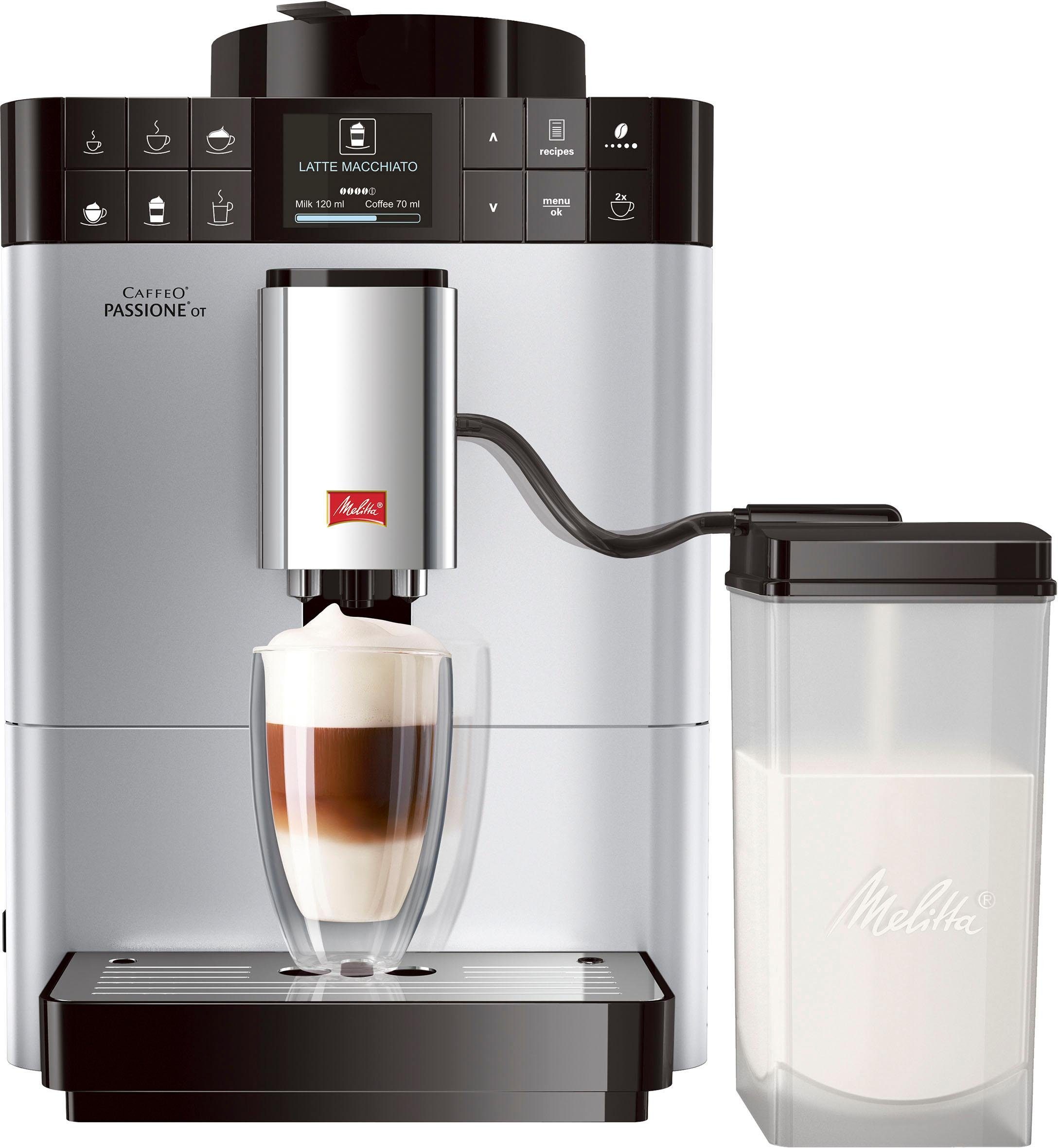 Melitta Kaffeevollautomat Passione® Bohnen One Touch Funktion, F53/1-101, Touch gemahlene One silber, frisch tassengenau