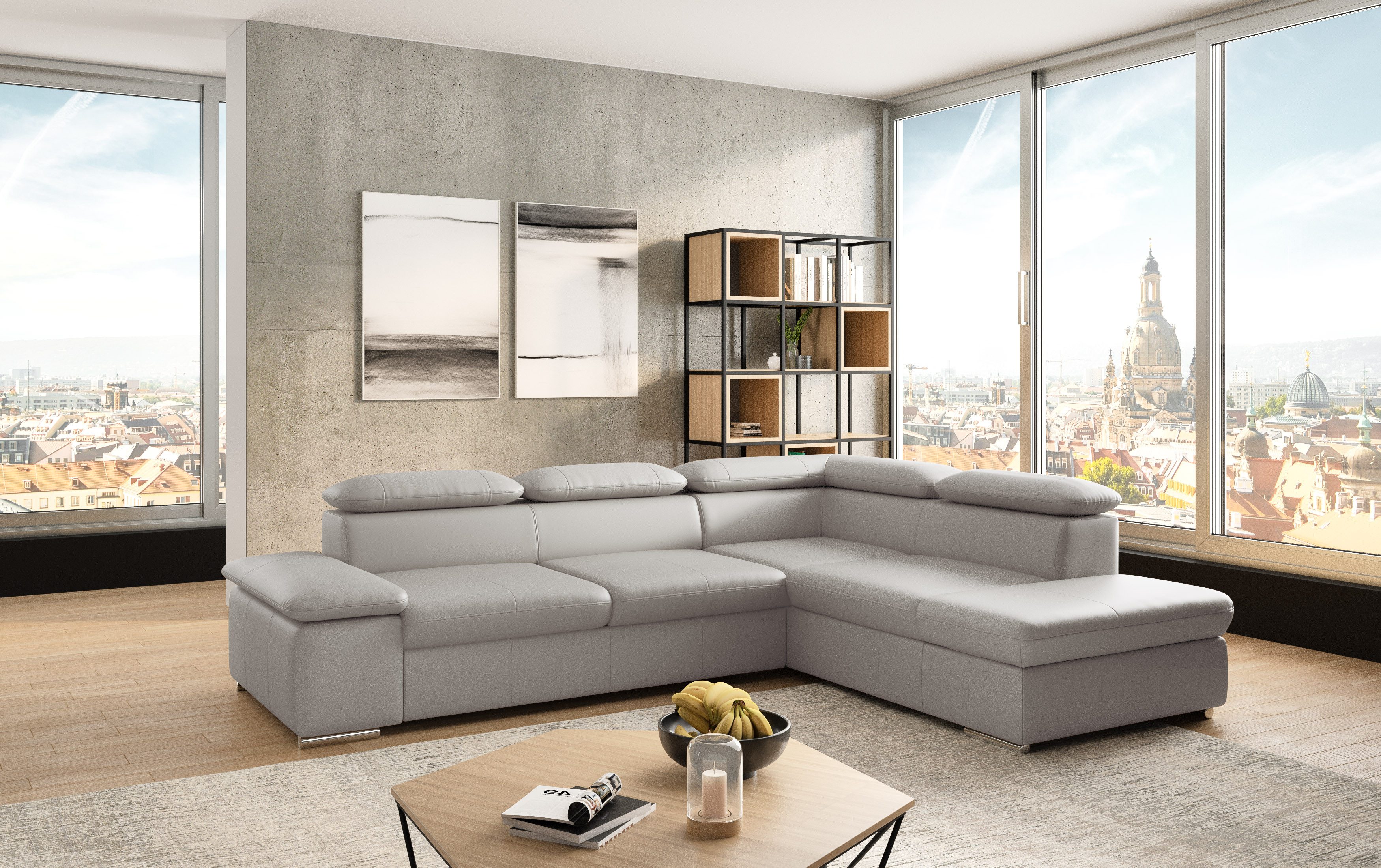 sit&more Ecksofa Valentine, L-Form, Sofa mit Armteil- & Kopfteilverstellung, optional mit Bettfunktion, Ottomane links oder rechts, NaturLEDER®