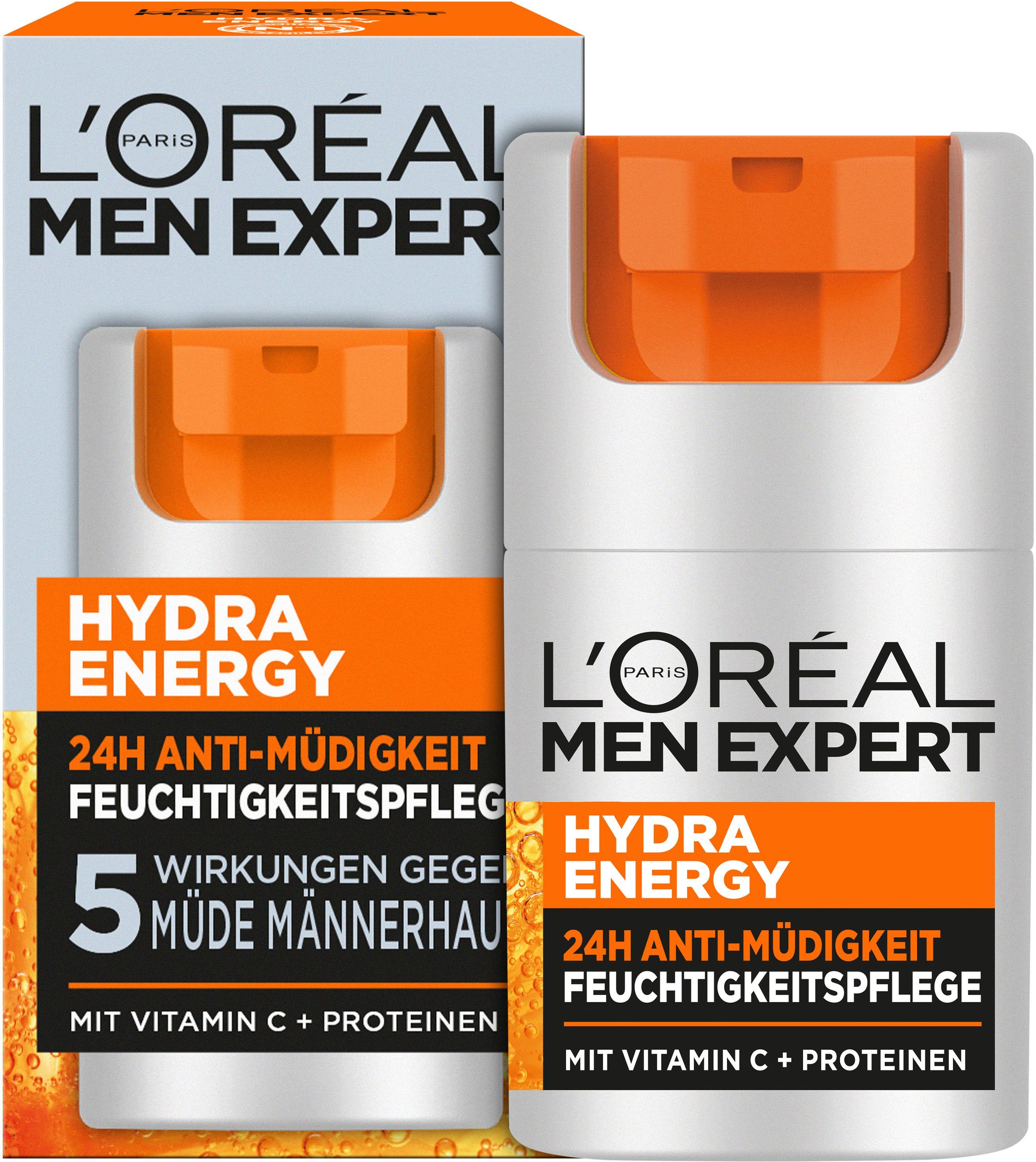 L'ORÉAL PARIS MEN EXPERT Gesichtsgel HYDRA ENERGY 24H ANTI-MÜDIGKEIT FEUCHTIGKEITSPFLEGE, hilft bei müder Haut, feuchtigkeitsspendend