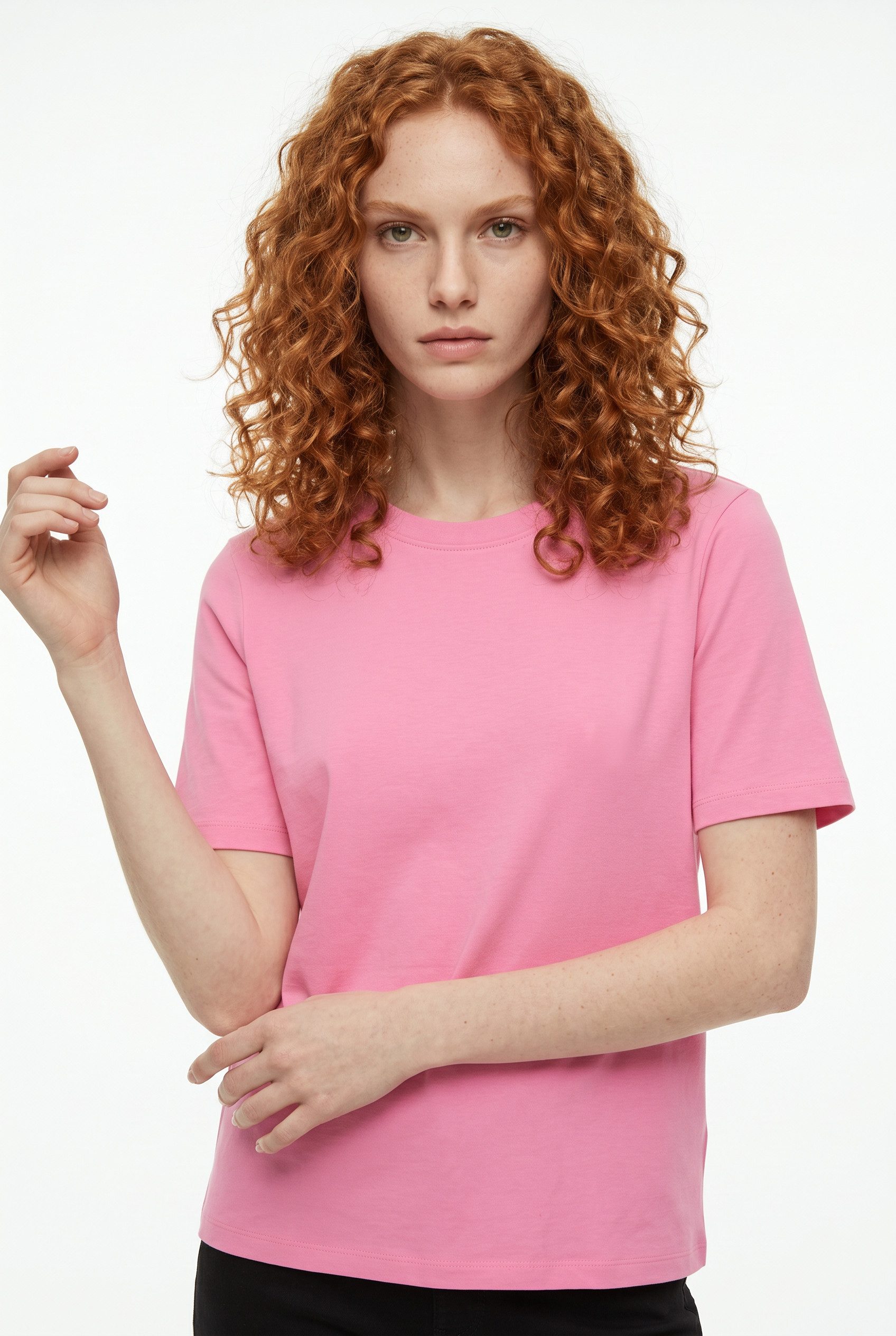 Vero Moda Kurzarmshirt VMPAULINA SS T-SHIRT GA JRS NOOS Baumwolle, regular fit