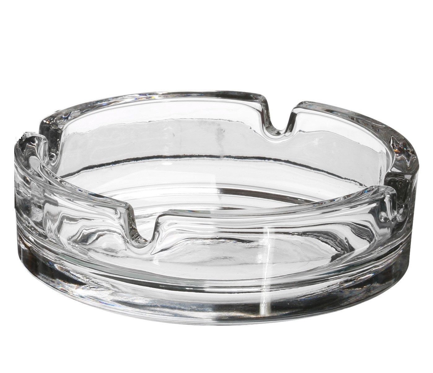 WestCraft Пепельницы Glasaschenbecher SMOKER, Klassischer Tisch-Aschenbecher aus Glas, hochwertig - für 4 Zigaretten - Rund, transparent - In- & Outdoor