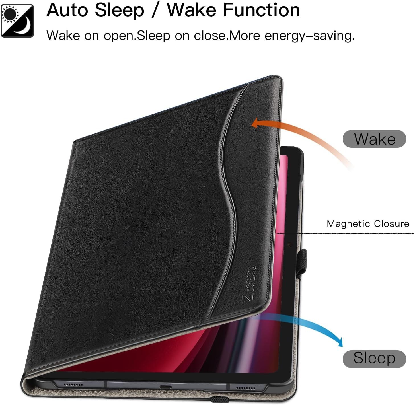 ZtotopCases Tablet-Hülle Case Samsung mit Ständer Stiftfach für Galaxy Tab S10+/S9+/S9 FE+ 12.4 Zoll, Mit S Pen Halter, Fronttasche und magnetischer Aufstellfunktion