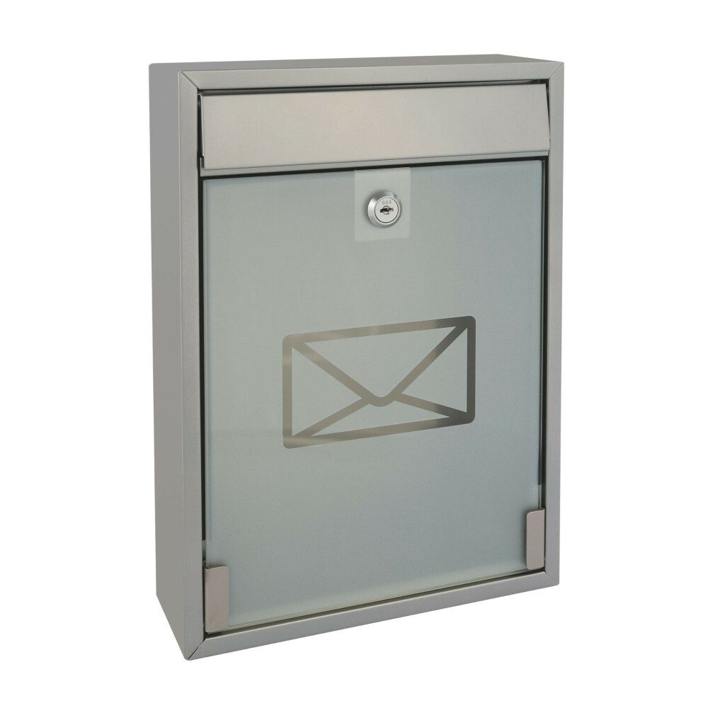 PEREL Briefkasten Perel Briefkasten Milan, Wandmontage, Milchglas, inkl. 2 Schlüssel, Ab (1-St)