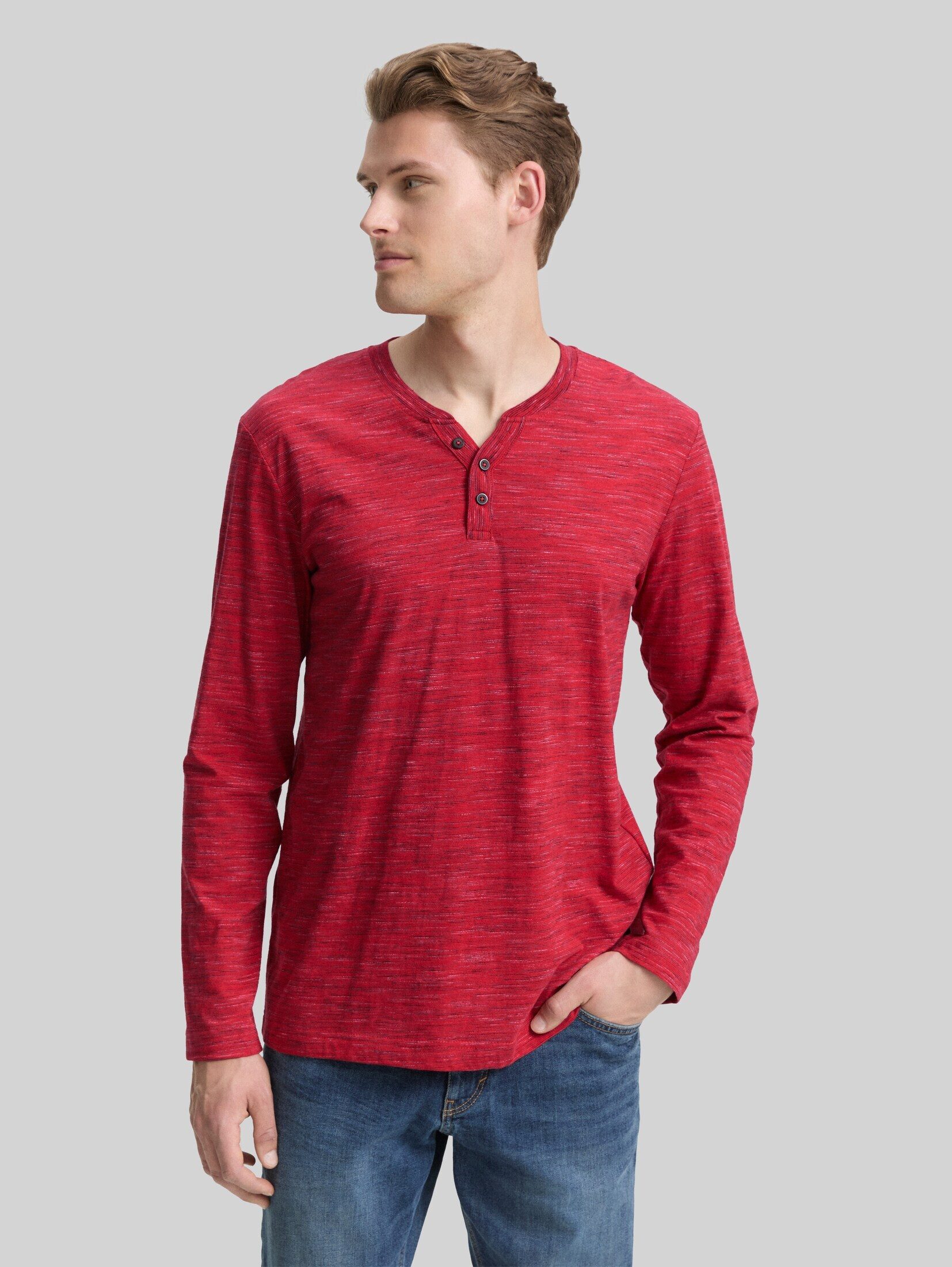 TOM TAILOR Langarmshirt T-Shirt Serafino Langarmshirt
