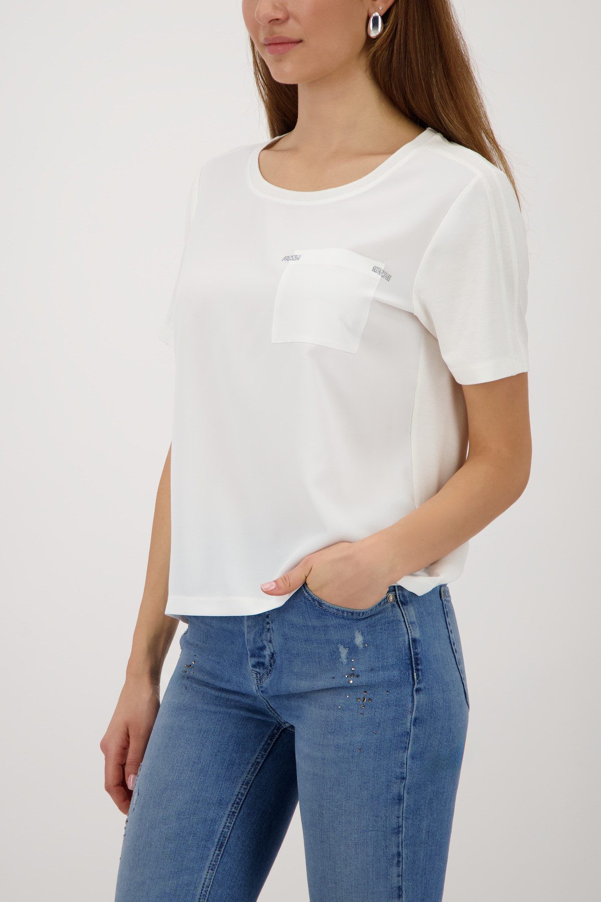 Monari Schlupfbluse Schluse Basic Regular fit mit Strasssteinen