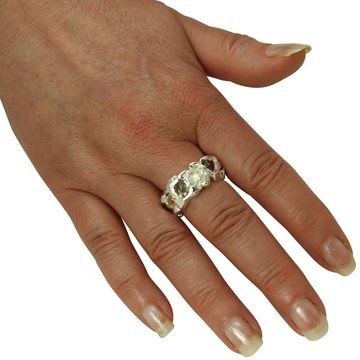 SKIELKA DESIGNSCHMUCK Silberring Diamant Ring "Nuggets" mit 5 Rohdiamanten (Sterling Silber 925) (1-tlg), hochwertige Goldschmiedearbeit aus Deutschland