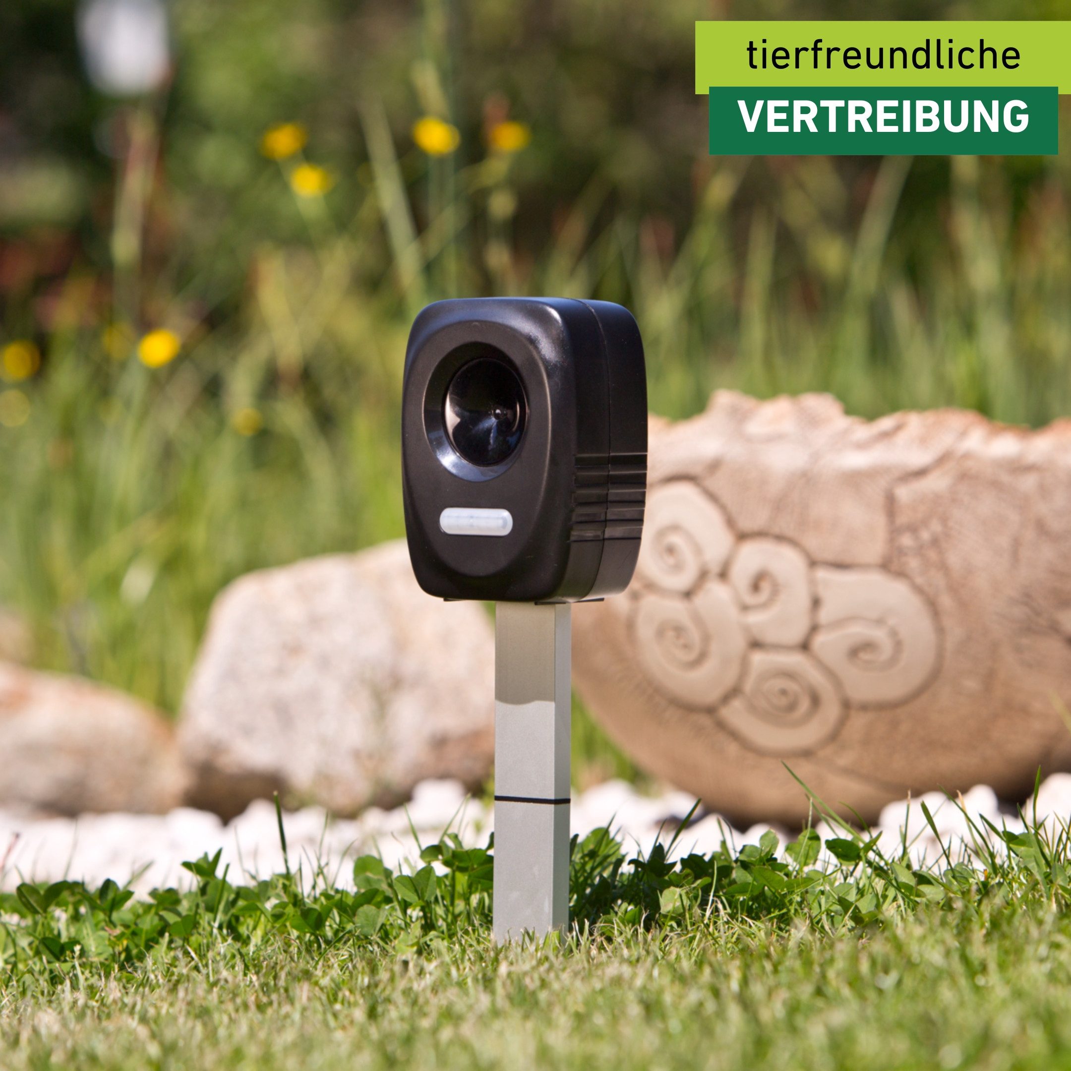 Windhager Ultraschall-Tierabwehr Gerät Outdoor, mit Solar oder Batterie, Tiervertreiber gegen Marder, Waschbären, Wirkungsbereich 40 m²