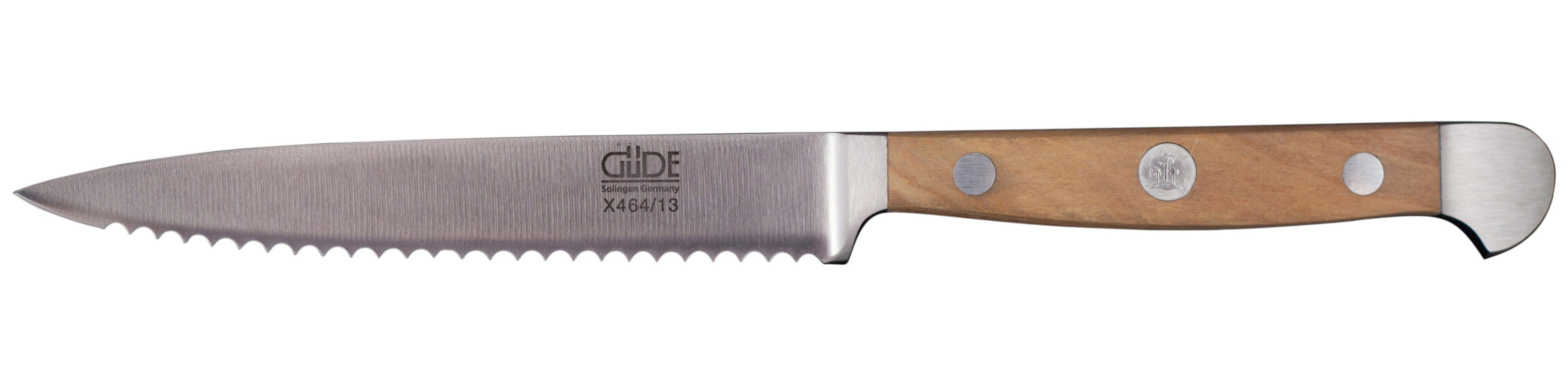 Güde Messer Solingen Gemüsemesser Alpha Olive, Tomatenmesser 13 cm mit Wellenschliff - CVM-Messerstahl -