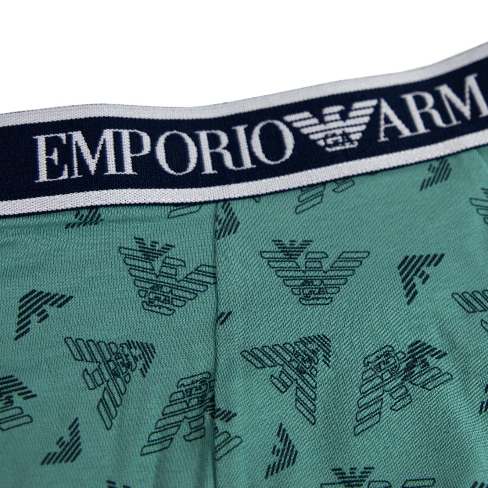 Emporio Armani Trunk 3er Pack Trunk Stretch Cotton (3-St., 3er Pack, 2x unifarben & 1x gemustert) mit umlaufenden Markenschriftzügen am Bund