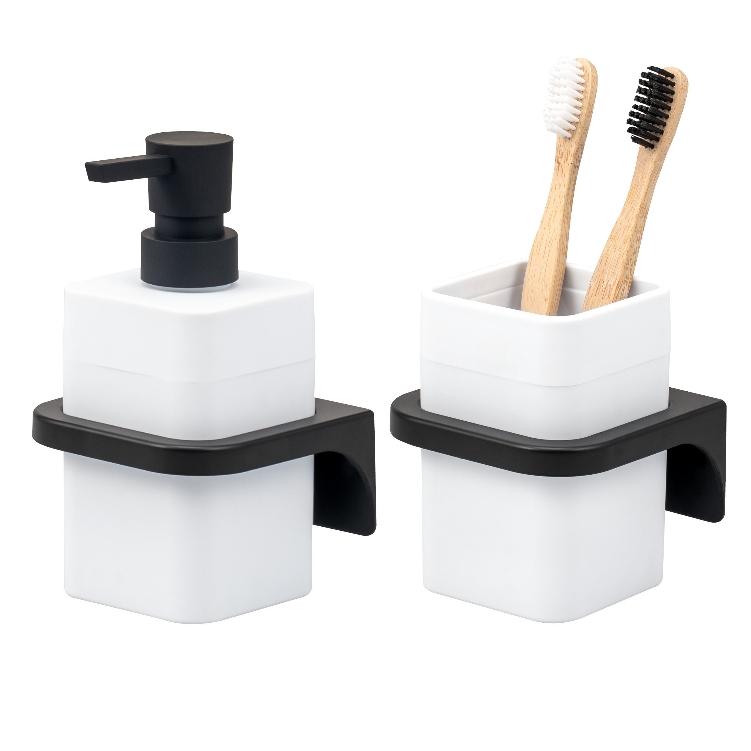 bremermann Badaccessoire-Set Bad-Serie SAVONA Softtouch inkl. Wandhalter, eckig, 2 tlg.