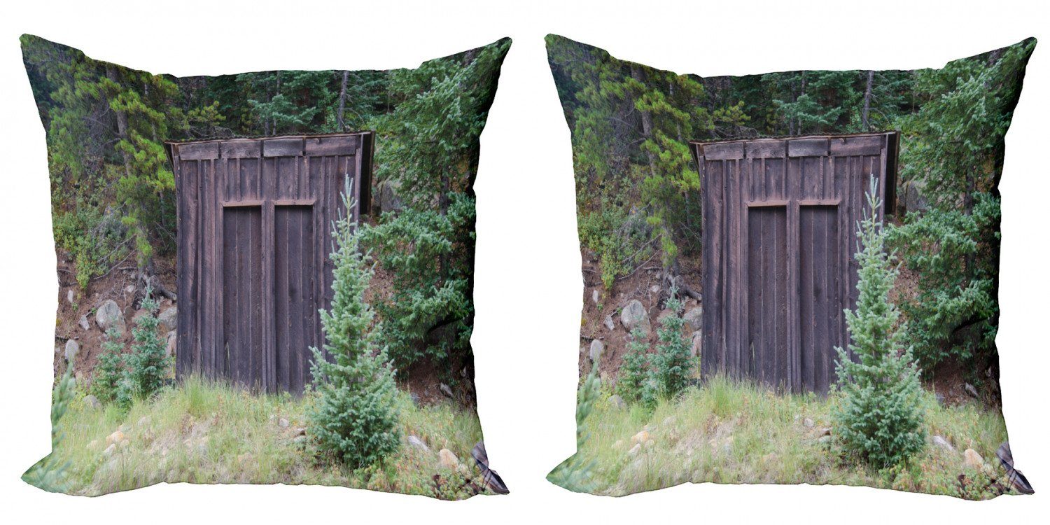 Accent Stück), Doppelseitiger Kissenbezüge Farm (2 Modern in Cottage Abakuhaus Toilettenhäuschen Digitaldruck, Wald