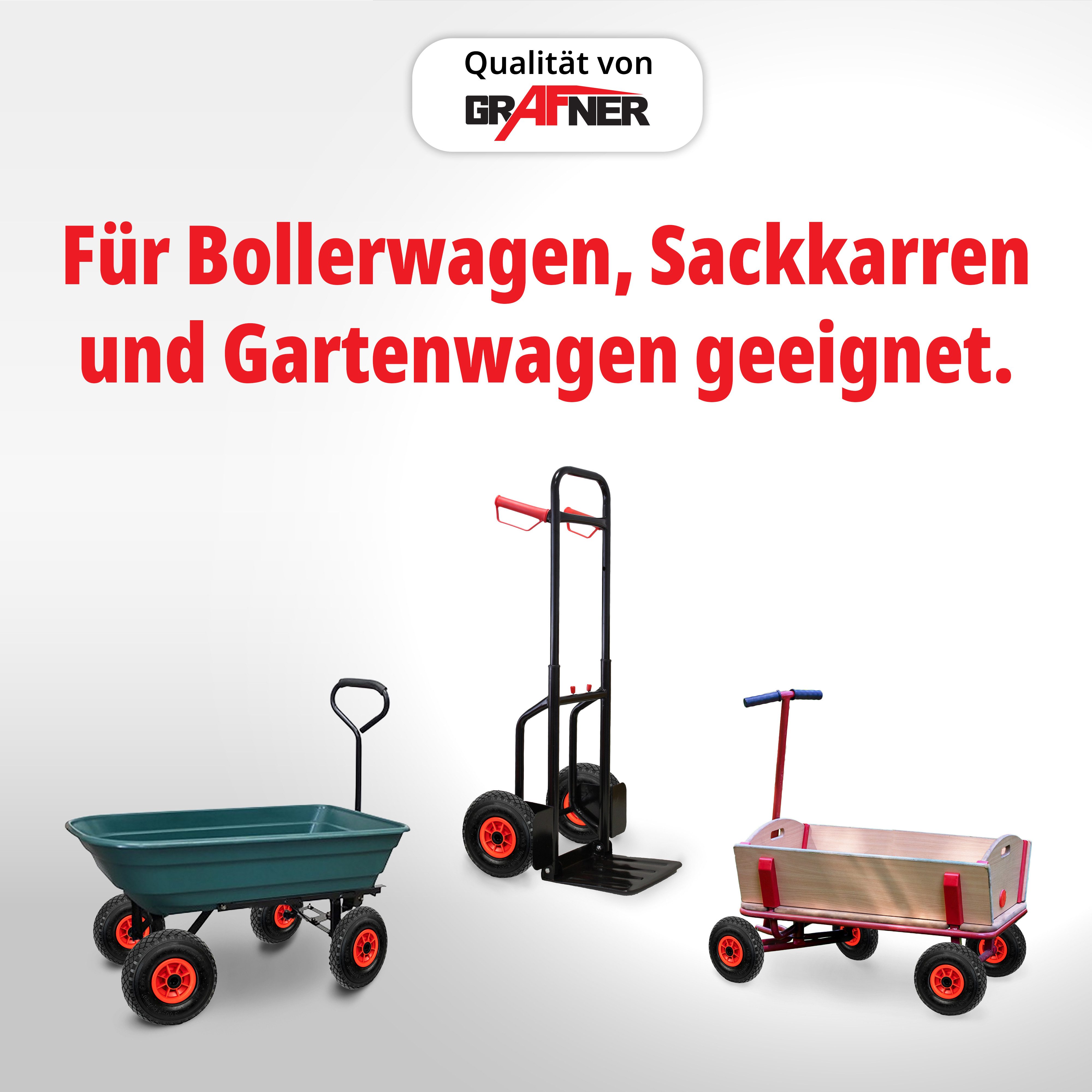 Grafner Sackkarren-Rad Sackkarrenrad Bollerwagenrad 3.00-4 PU Vollgummibereifung FlatFree, Vollgummi, maximale Belastung: 80kg