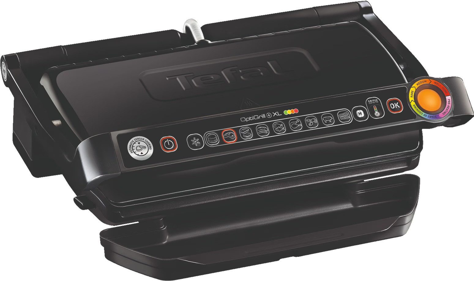 Tefal Kontaktgrill OptiGrill+ XL GC7228 - Großer Elektrogrill mit Automatikprogrammen, 2000,00 W, Automatische Anpassung der Grilltemperatur je nach Dicke