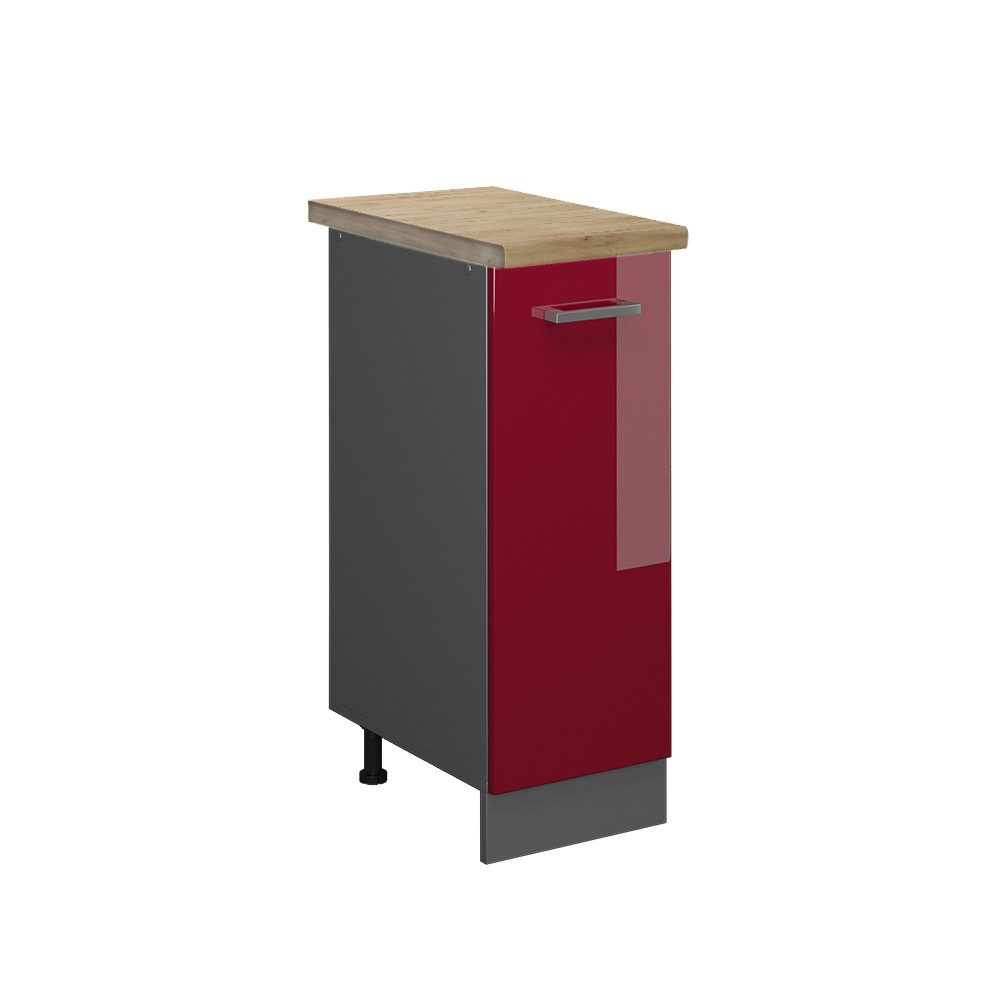 Vicco Apothekerschrank R-Line, Rot Hochglanz/Anthrazit, 30 cm, AP Eiche (1-St)
