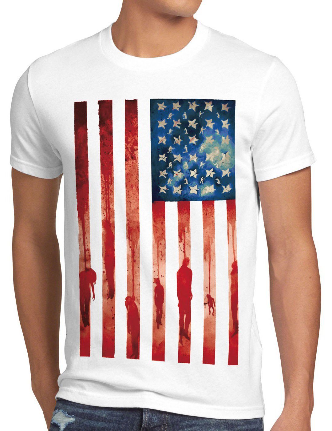 usa Stripes us Print-Shirt Blood and style3 flagge T-Shirt amerika staaten Herren vereinigte Stars