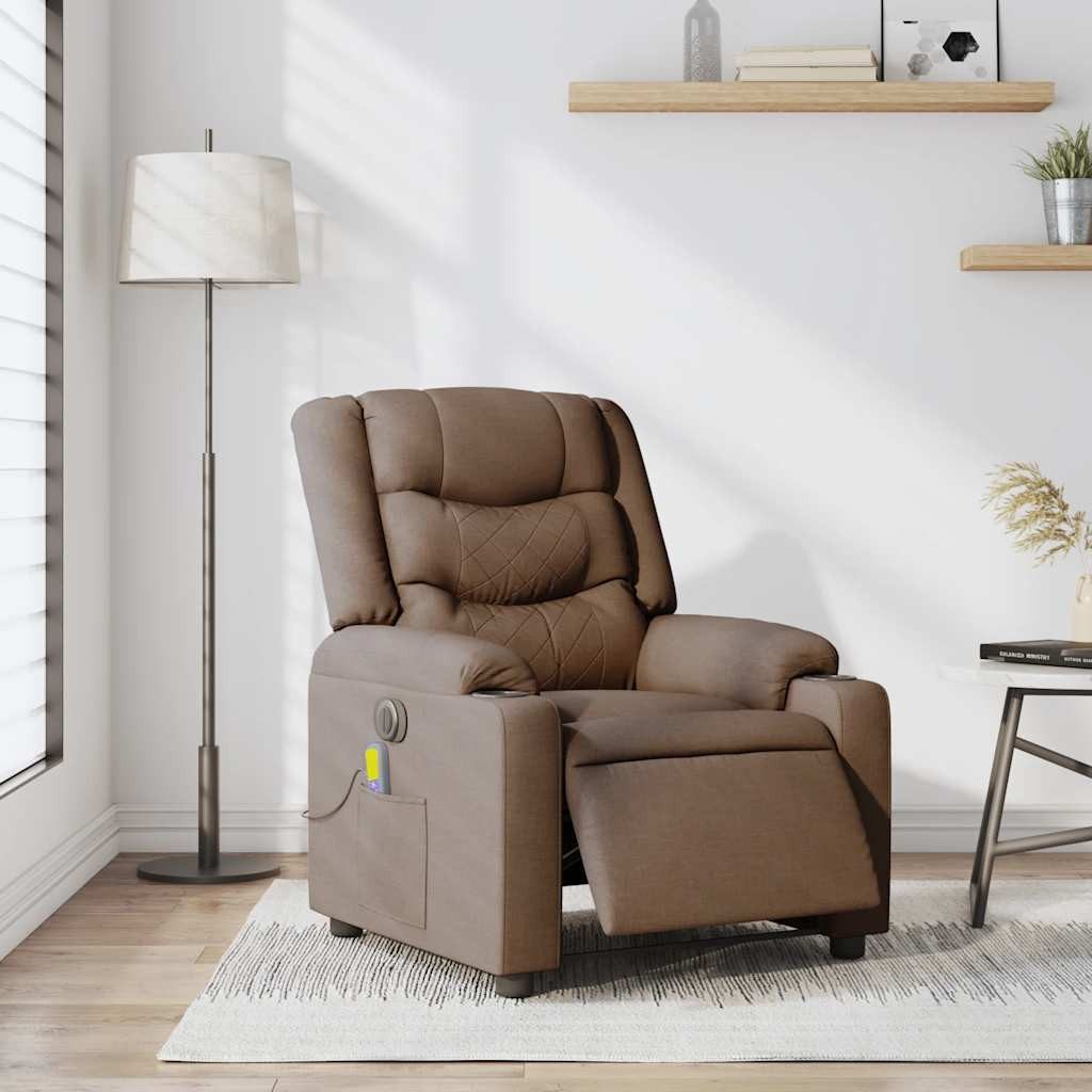 vidaXL Sessel Massagesessel Elektrisch Braun Stoff günstig online kaufen