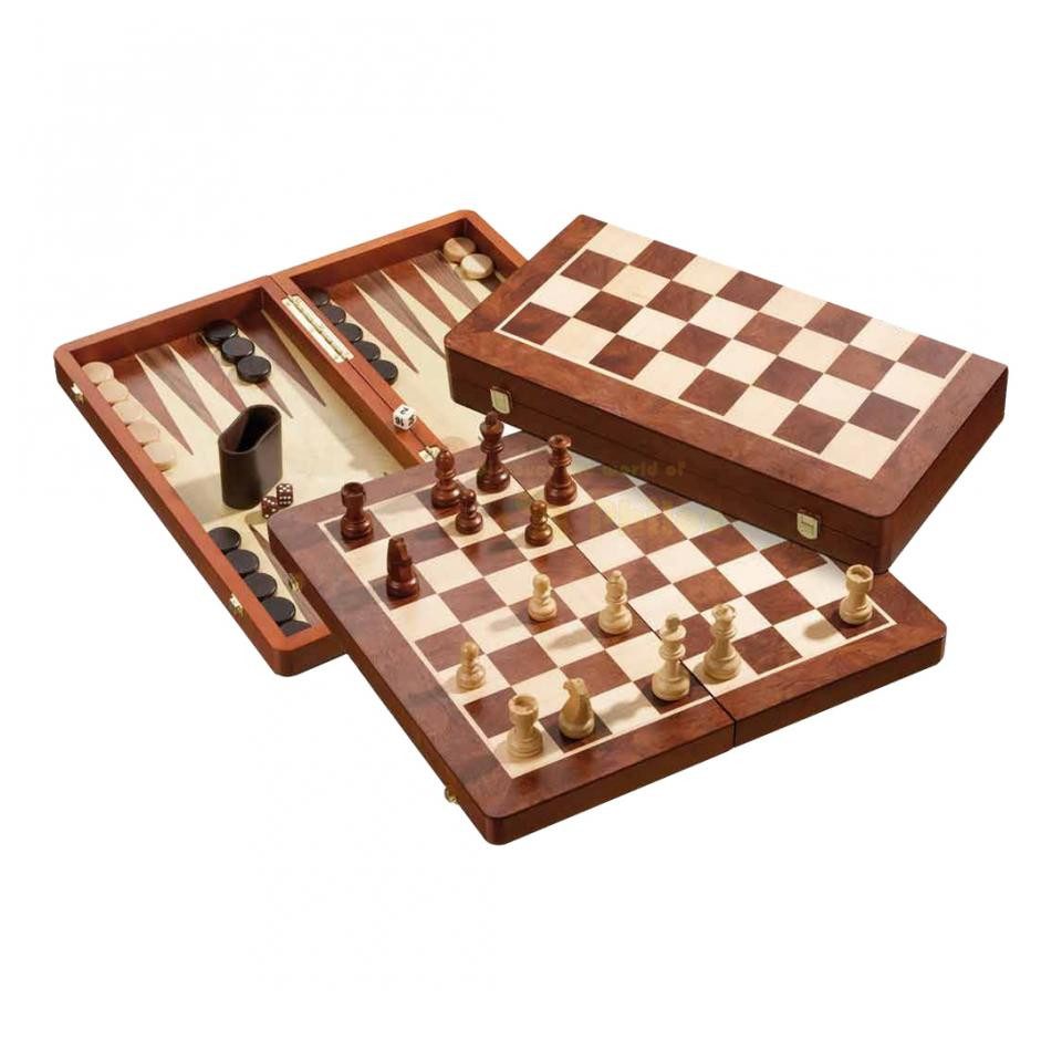 Philos Spiel, Schach-Backgammon-Dame-Set - Feld 50 mm