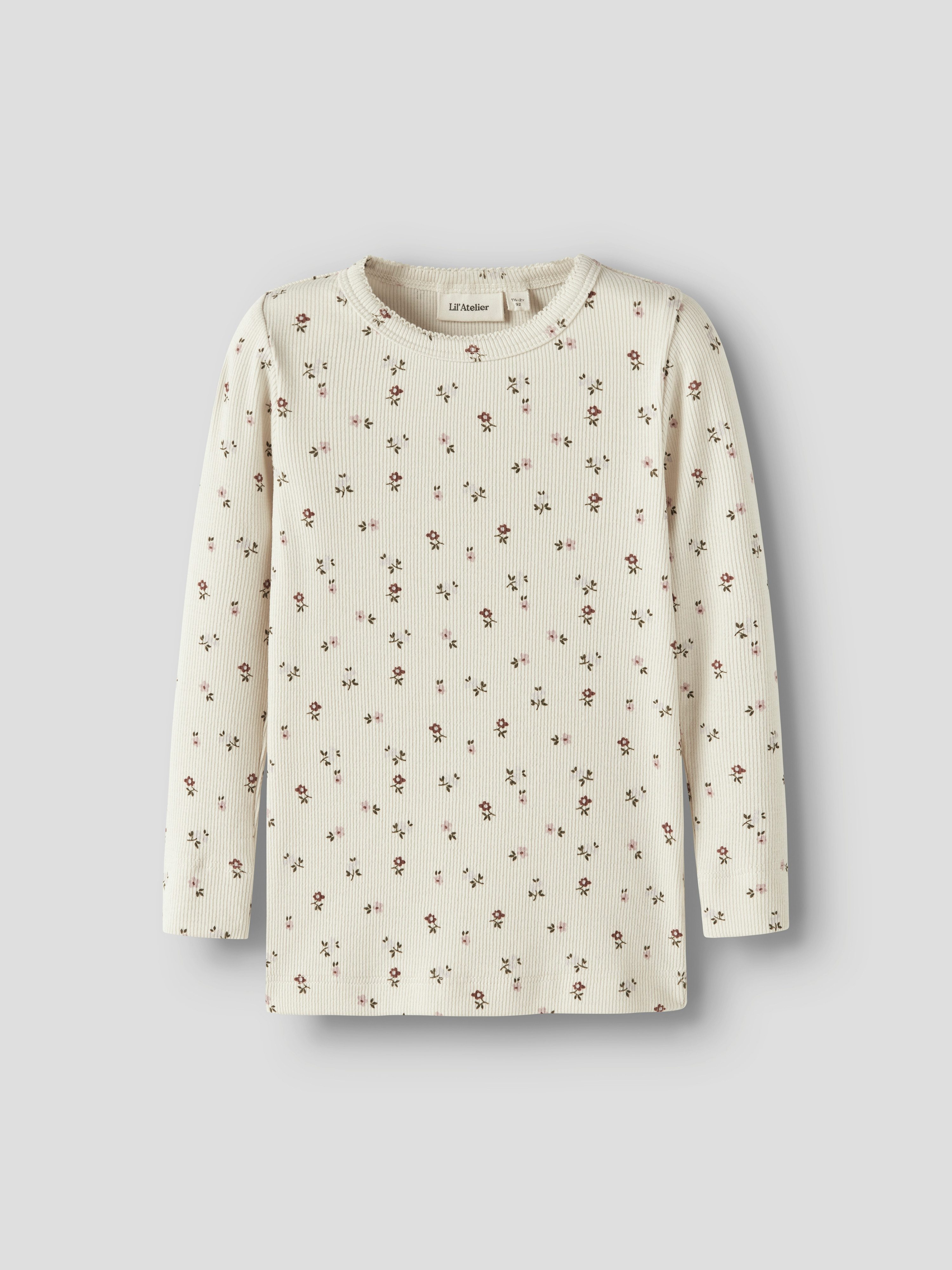 Lil' Atelier Langarmshirt NMFGAGO LS SLIM TOP LIL NOOS weiche Jersey Rippqualität