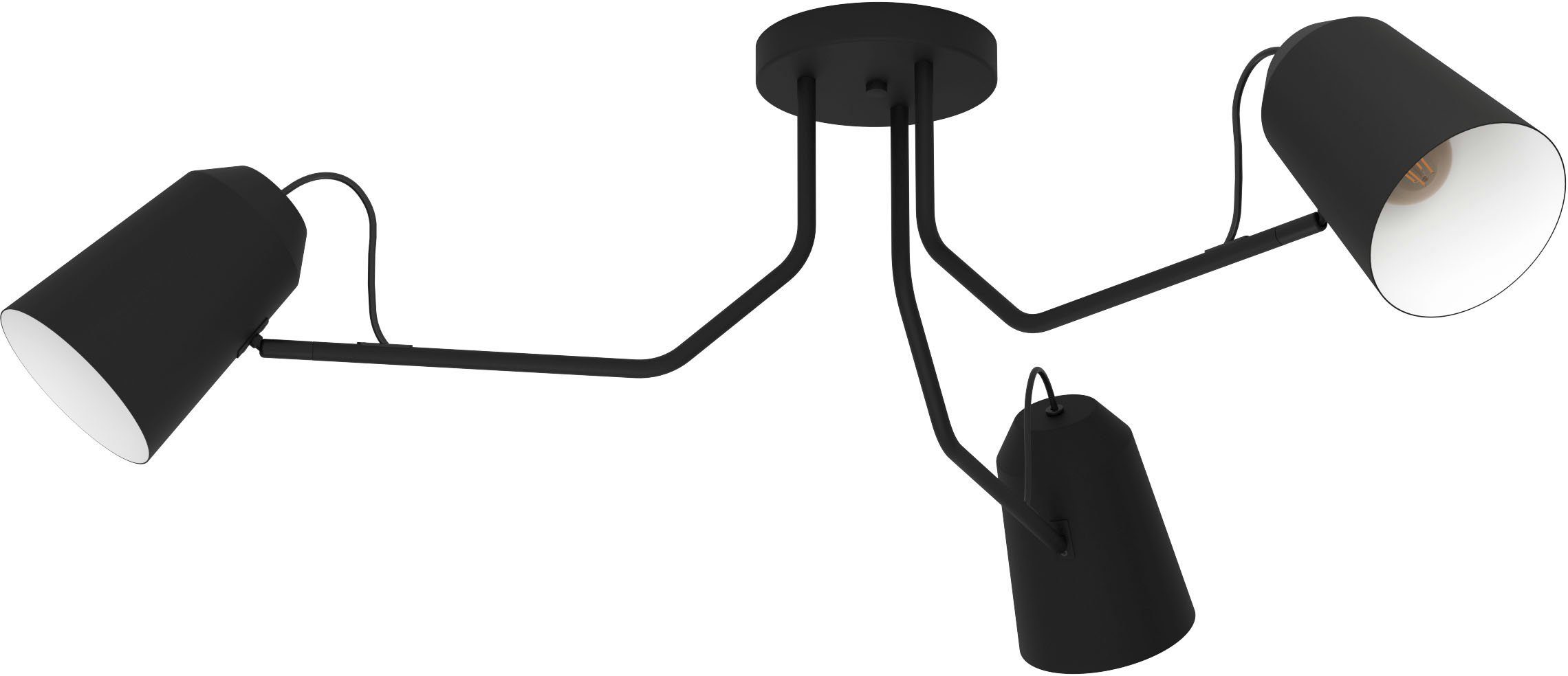 EGLO Deckenleuchte LORETO, ohne Leuchtmittel, Leuchtmittel wechselbar, Deckenleuchte in schwarz und weiß aus Stahl - exkl. E27 - 25W