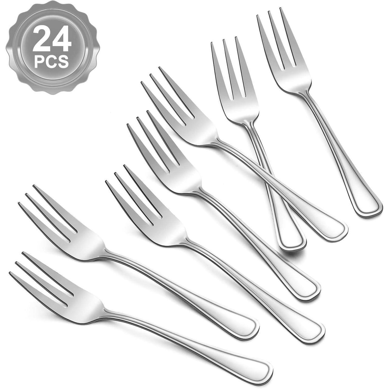 LuxusKollektion Kuchengabel Dessertgabeln 24er Edelstahl U-förmiger Griff Premium-Teegabel