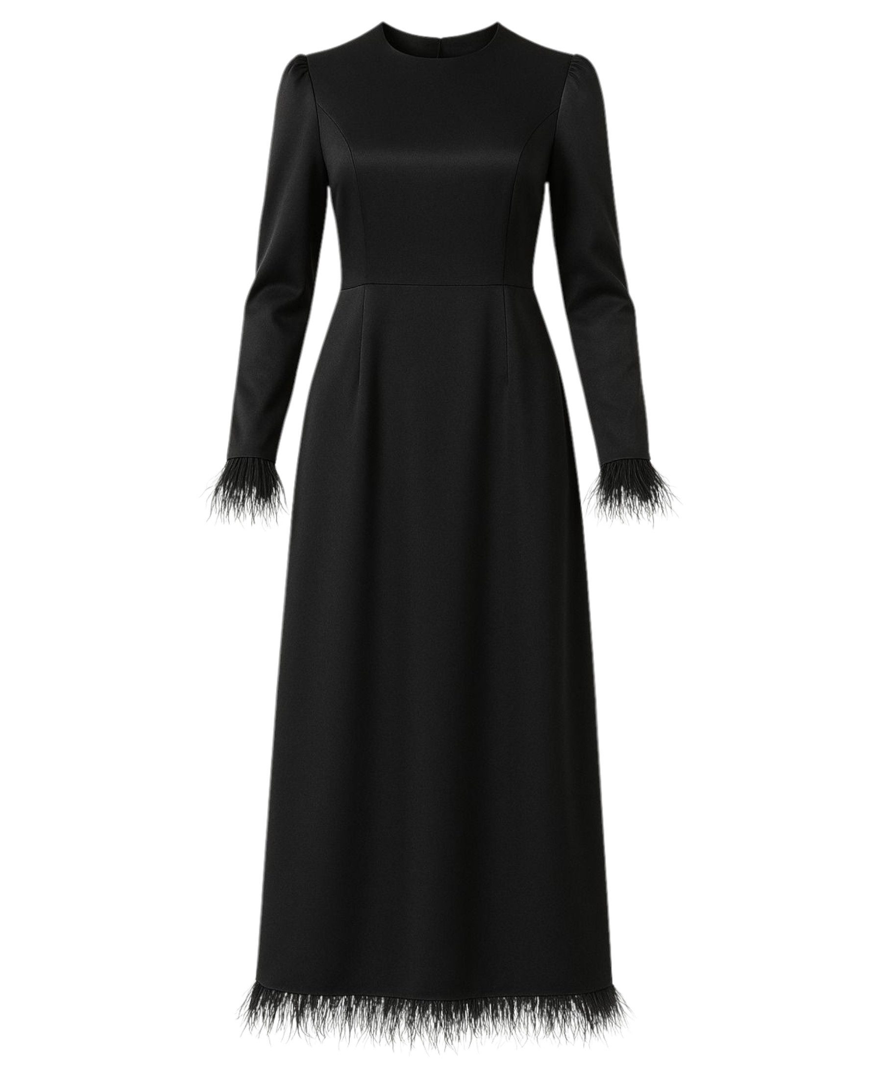 fashionshowcase Satinkleid Damen Abendkleid schlicht Abiye Abaya Modest Fas günstig online kaufen