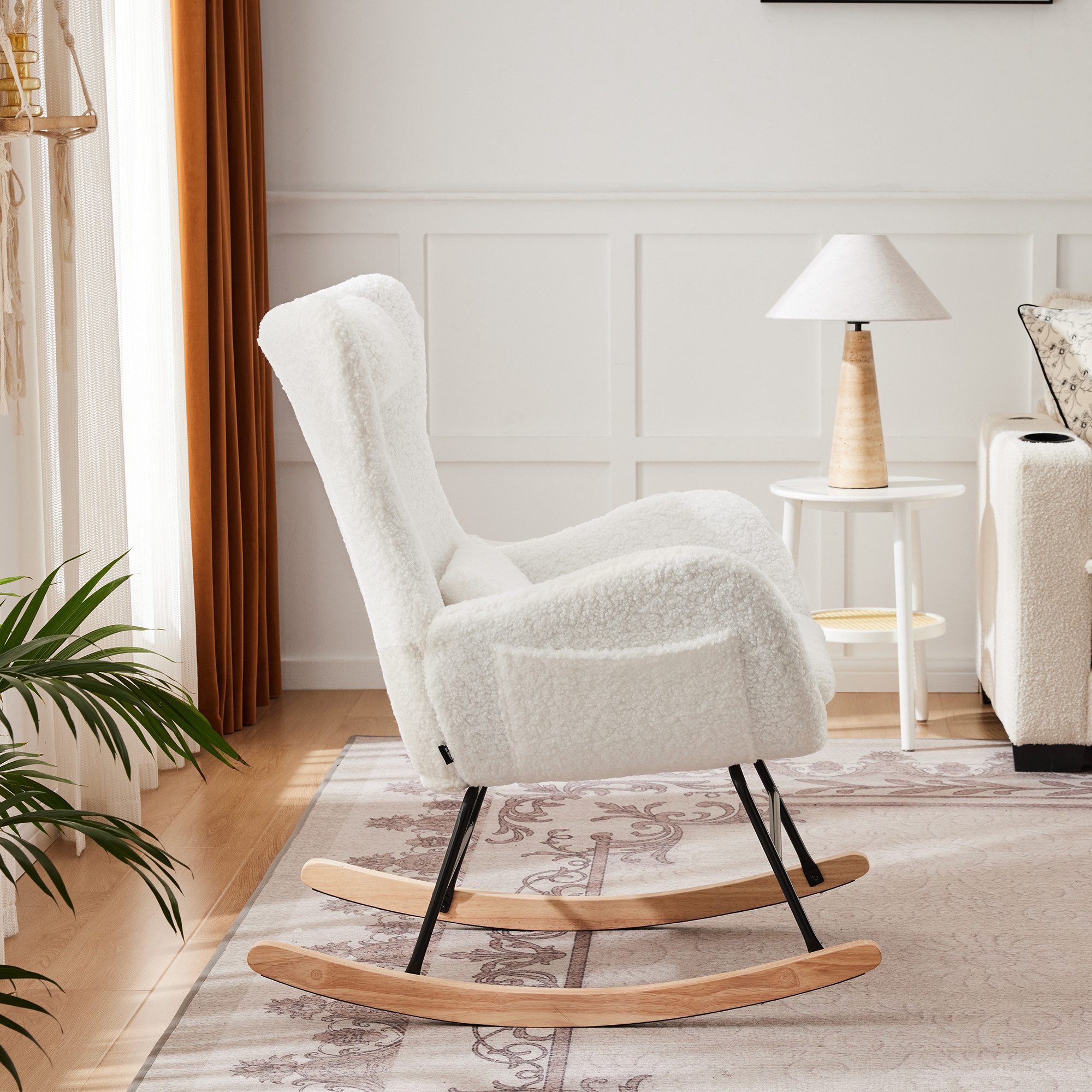 HAUSS SPOLE Schaukelstuhl mit Kopfstütze und Lendenkissen für Schlafzimmer günstig online kaufen