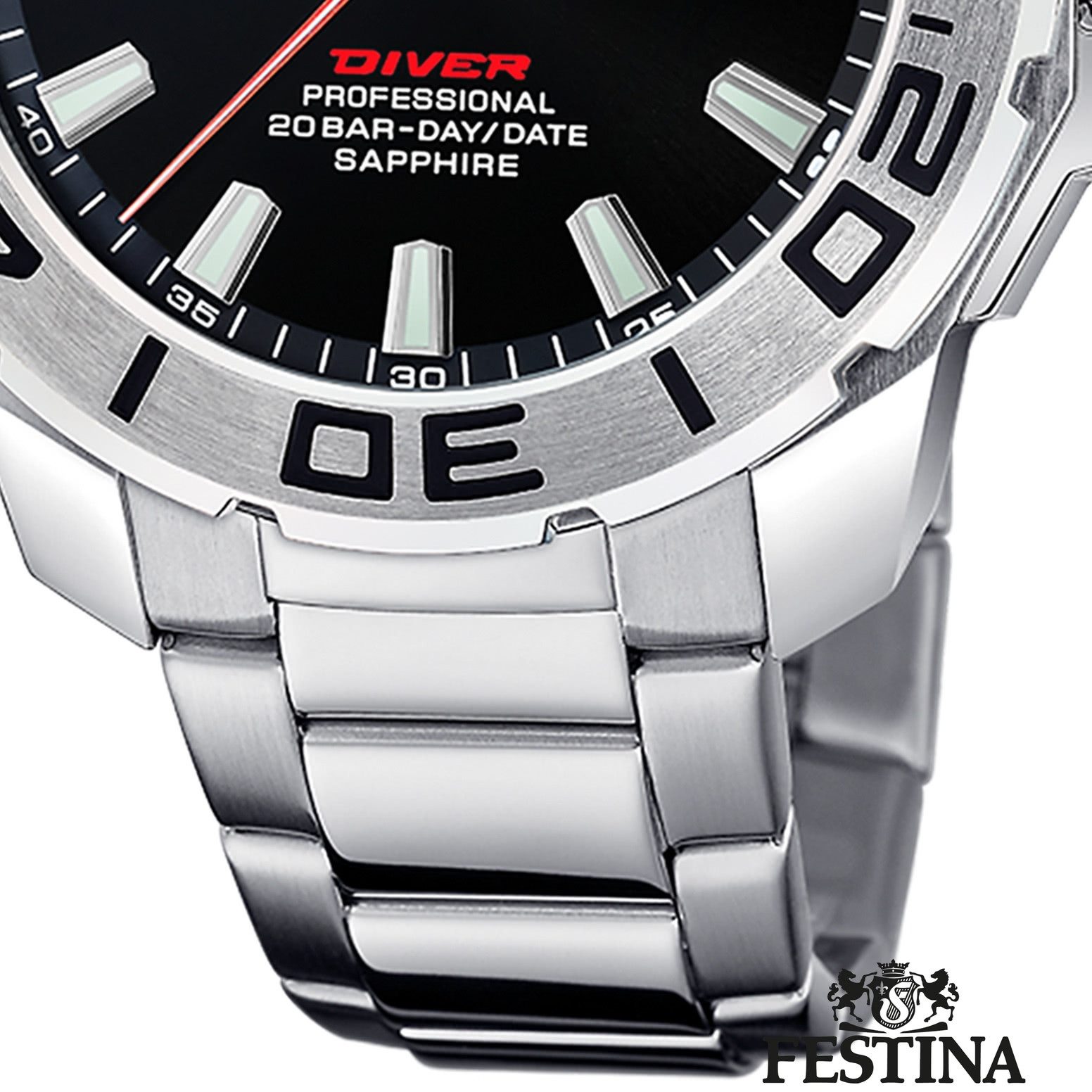 Festina Quarzuhr Festina Herrenuhr Edelstahl silber, (Analoguhr), Herren Armbanduhr rund, Edelstahlarmband silber, Casual