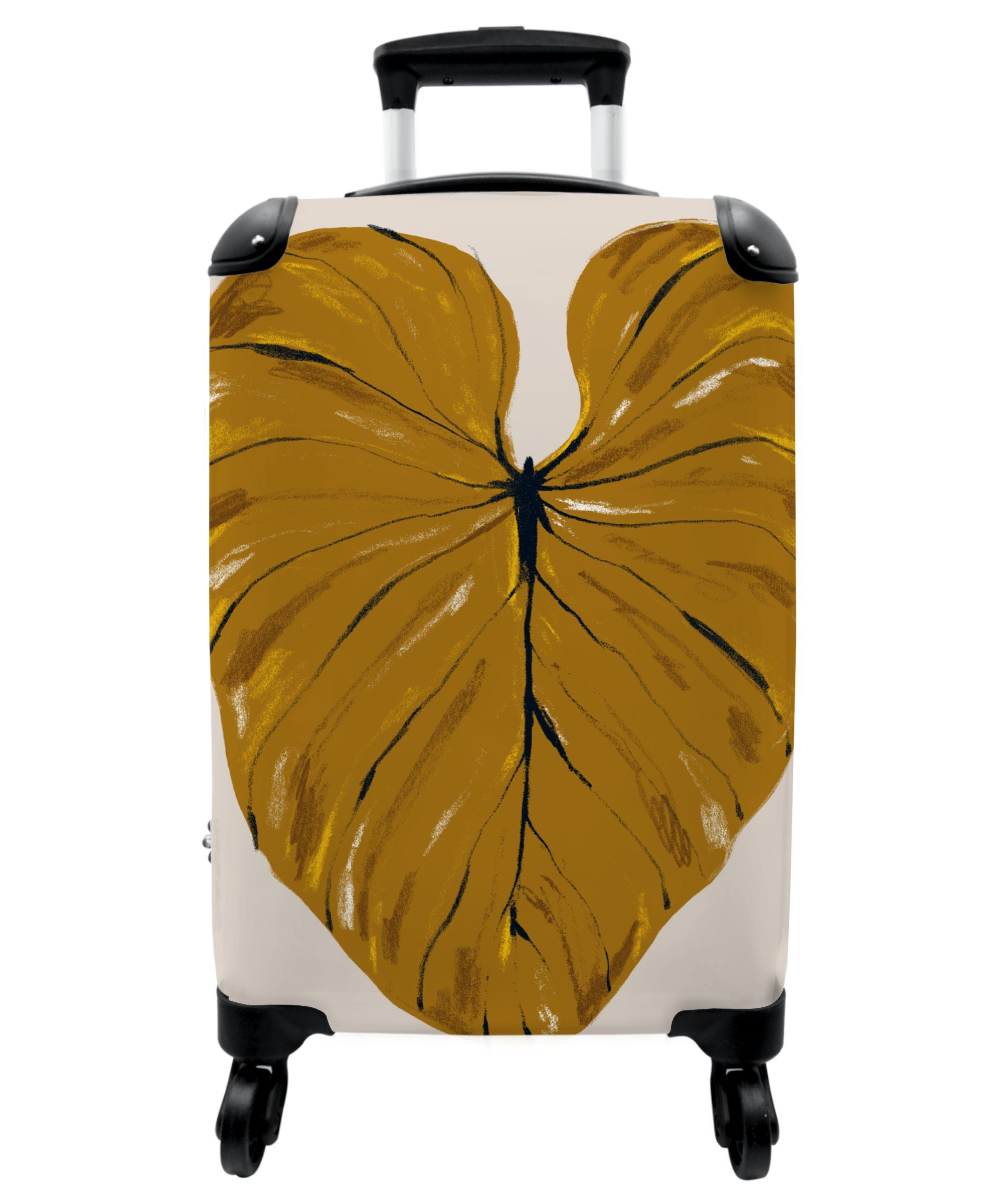 Trolley Rollkoffer Blätter 55x35x20cm 4 Kleine Handgepäckkoffer NoBoringSuitcases.com© 4 - - Cabin Pflanzen mit Handgepäck - Abstrakt, Reisekoffer - Rollen Gelb Rollen,