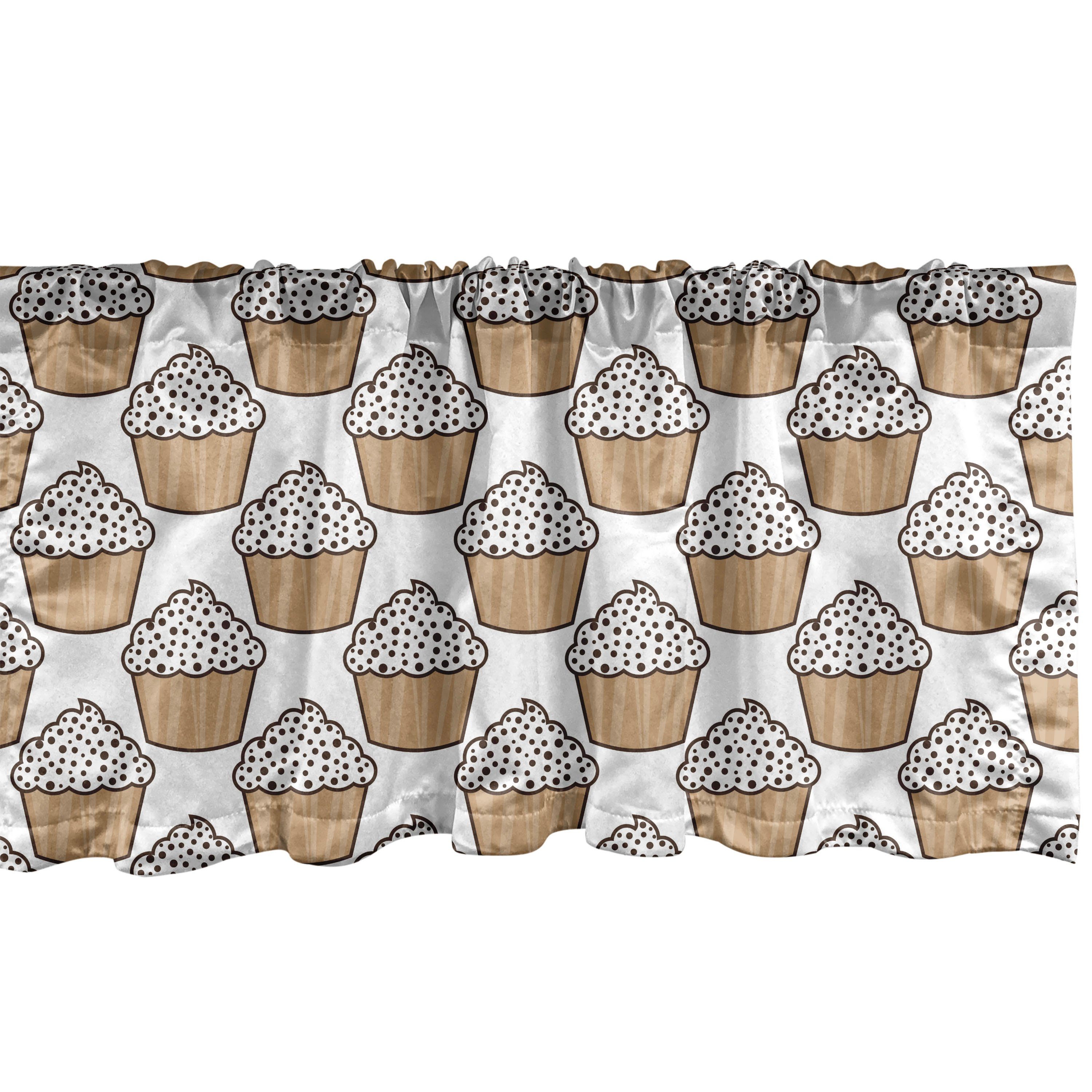 Stangentasche, Cupcake Microfaser, für Küche Volant Scheibengardine Dekor Vorhang Abakuhaus, Kunst Schlafzimmer mit Schlagsahne Muffin